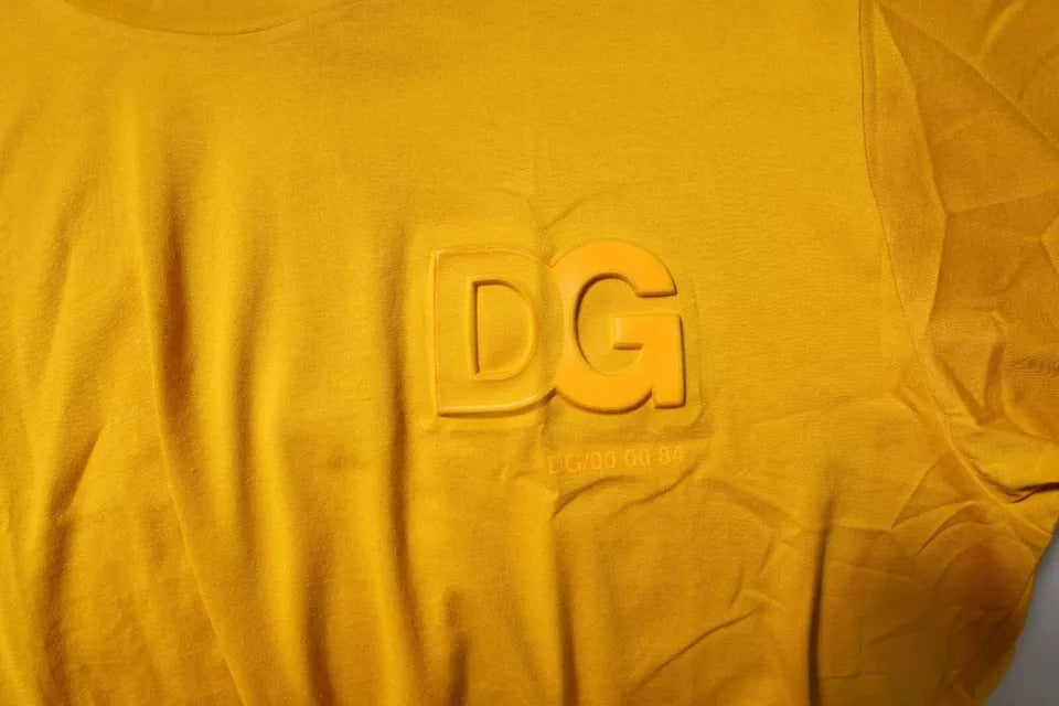 Dolce & Gabbana Dunkelgelbes Logo-Baumwoll-T-Shirt mit Rundhalsausschnitt für Herren