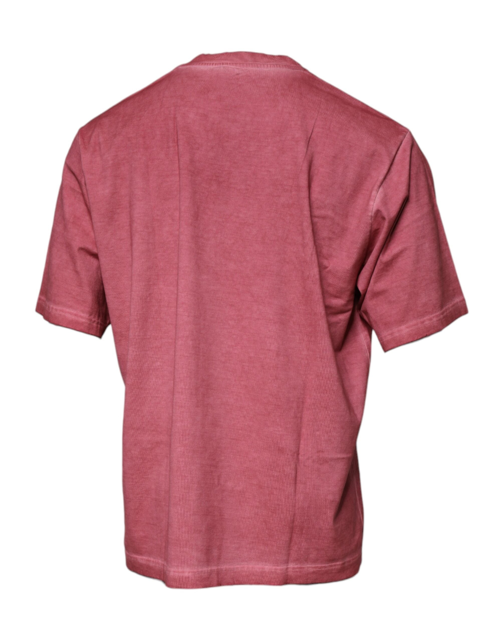 Dolce & Gabbana – Rosa Baumwoll-T-Shirt mit Rundhalsausschnitt und Logo-Print