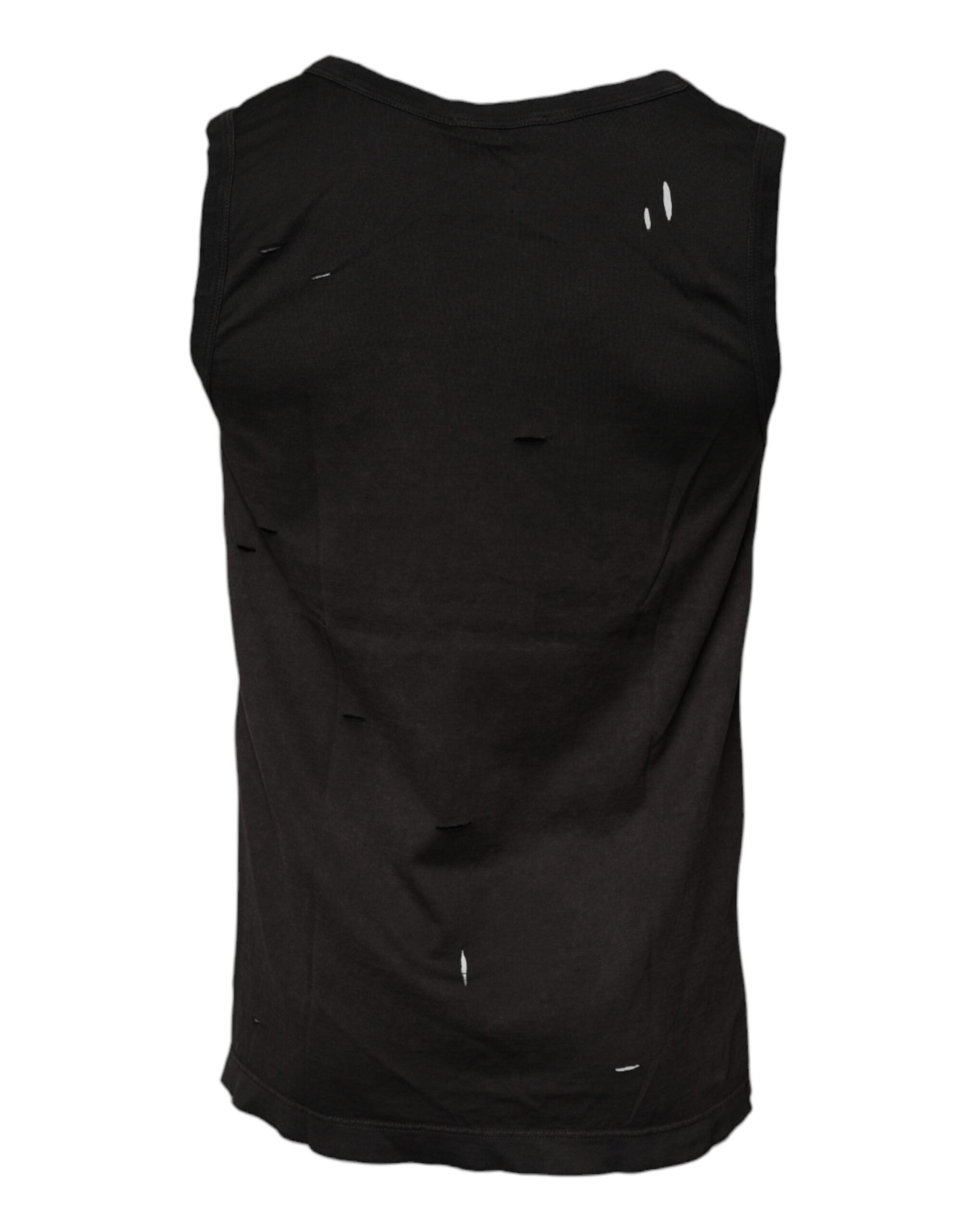Dolce & Gabbana – Schwarzes ärmelloses Tank-T-Shirt mit Rundhalsausschnitt