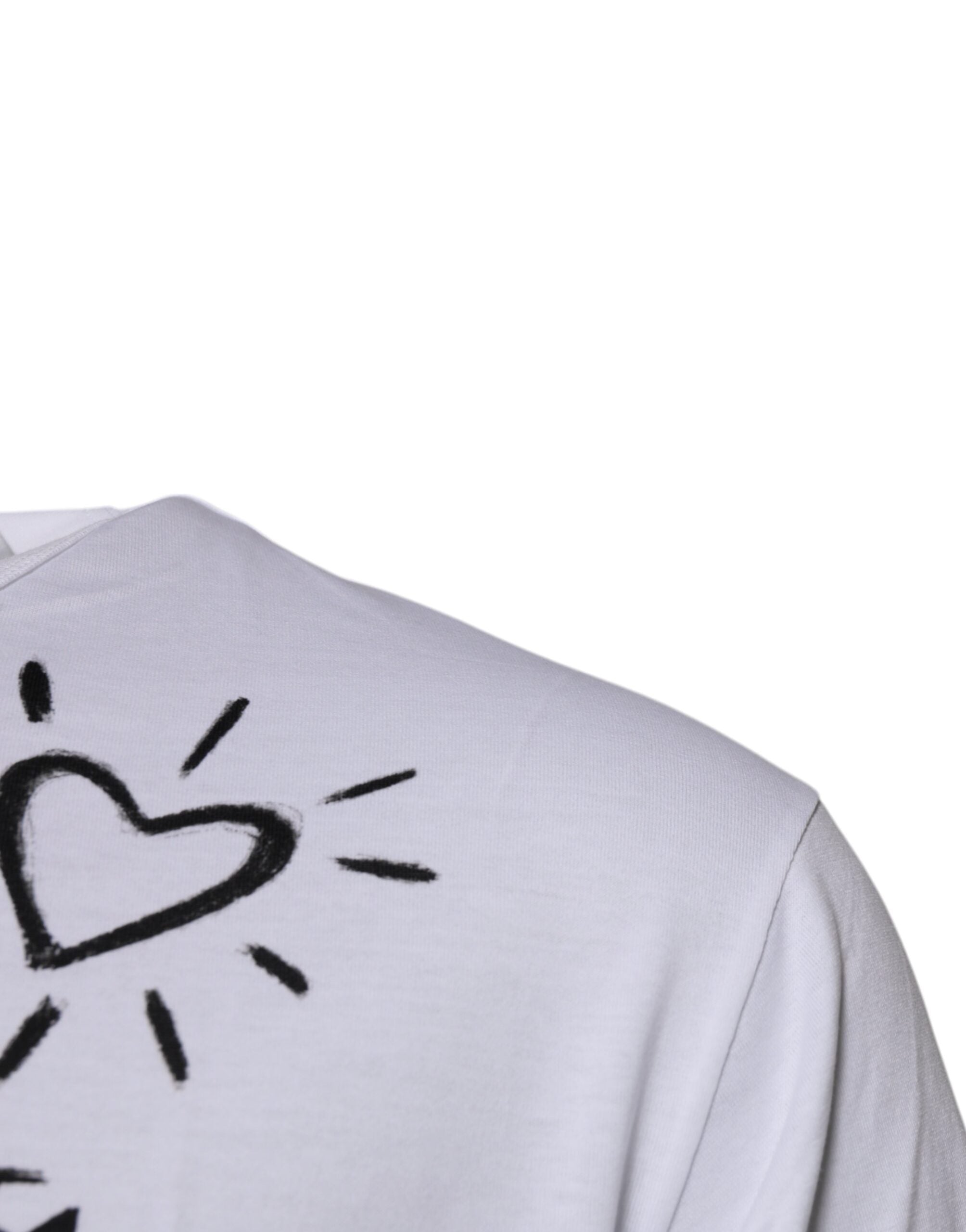 Dolce & Gabbana – Weißes Baumwoll-T-Shirt mit Rundhalsausschnitt und Blumendruck