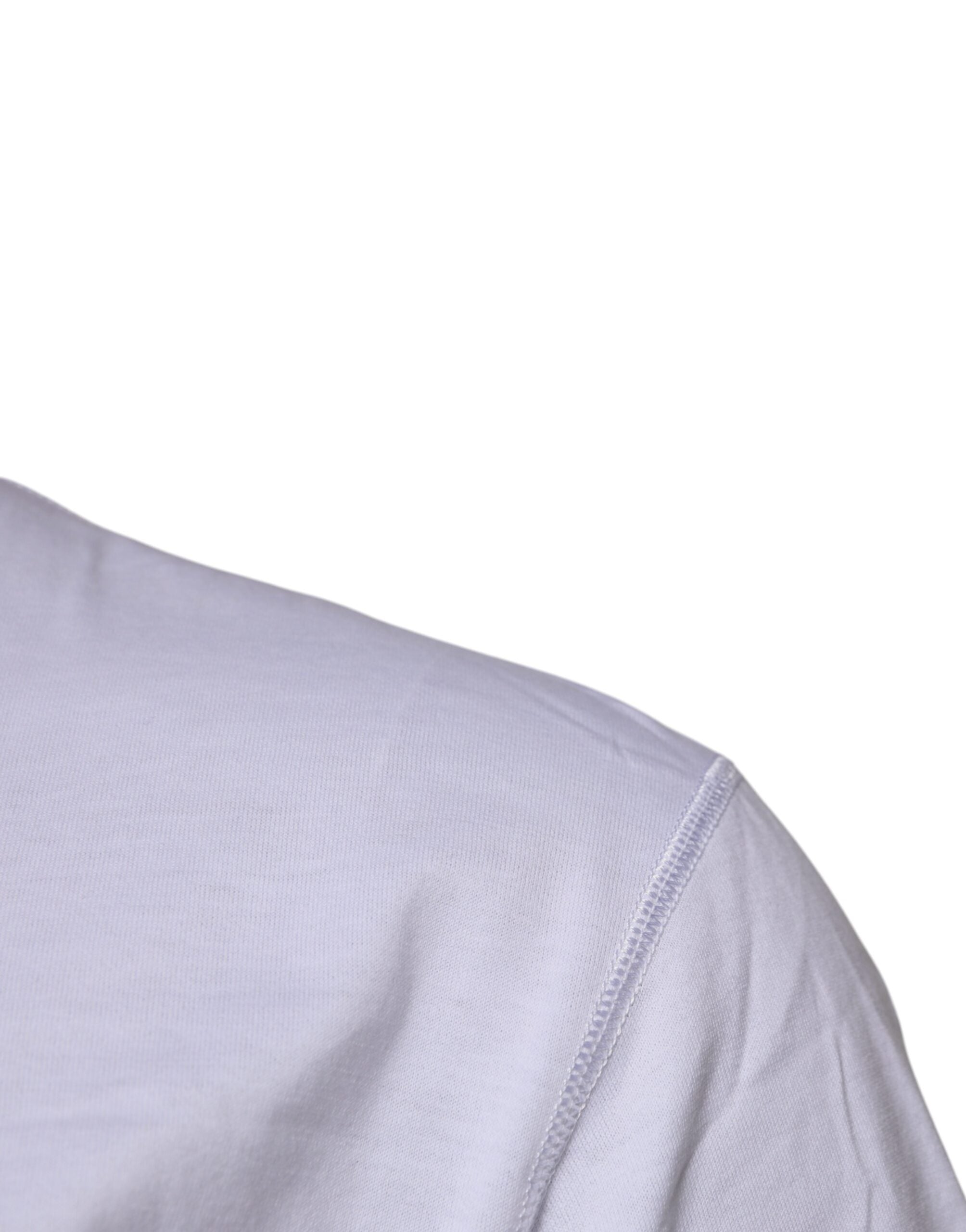 Dolce & Gabbana – Weißes Baumwoll-T-Shirt mit Rundhalsausschnitt und Logoband