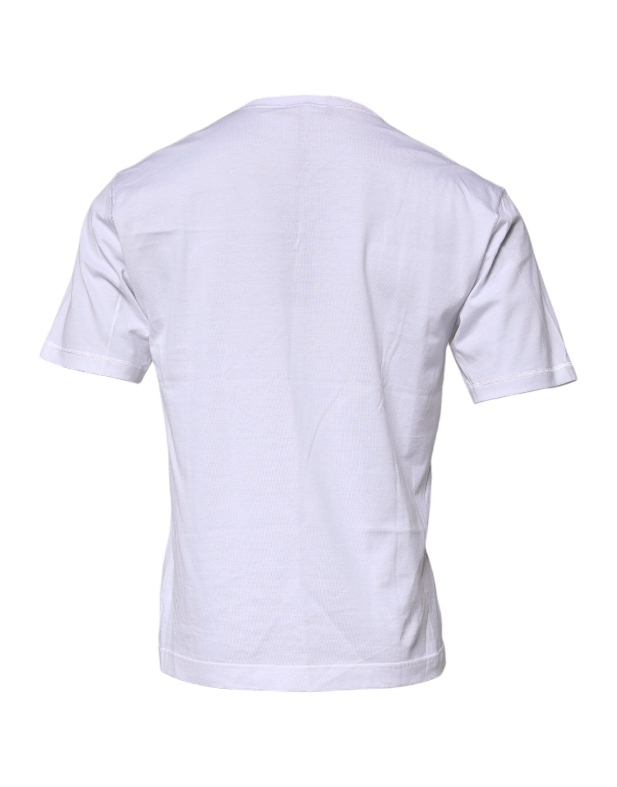 Dolce & Gabbana – Weißes Baumwoll-T-Shirt mit Rundhalsausschnitt und Logoband