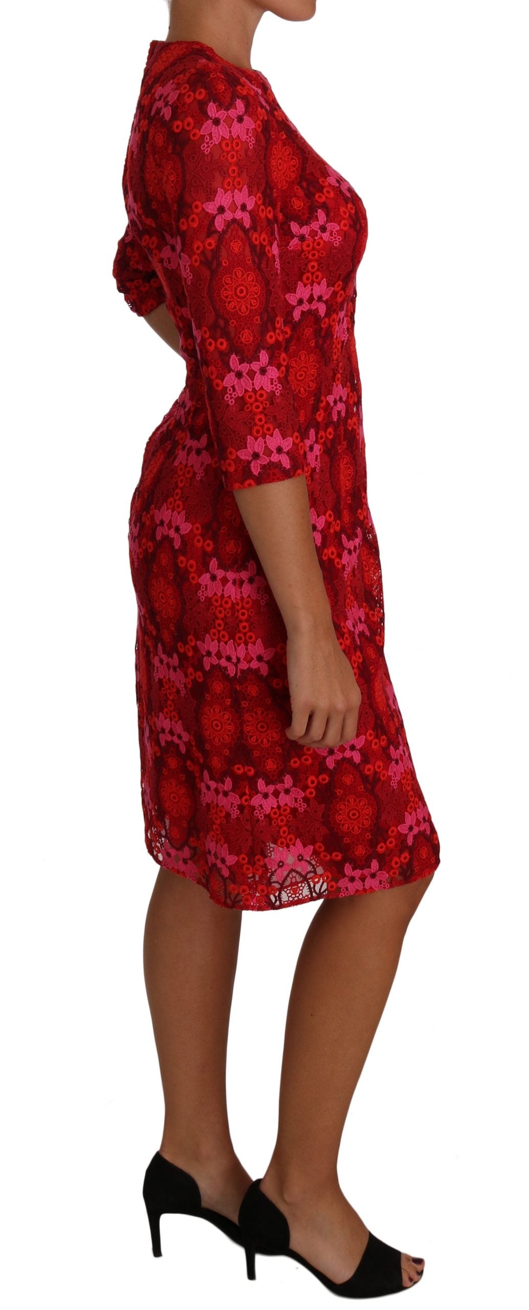 Dolce & Gabbana – Elegantes, knielanges Häkelkleid mit Blumenmuster