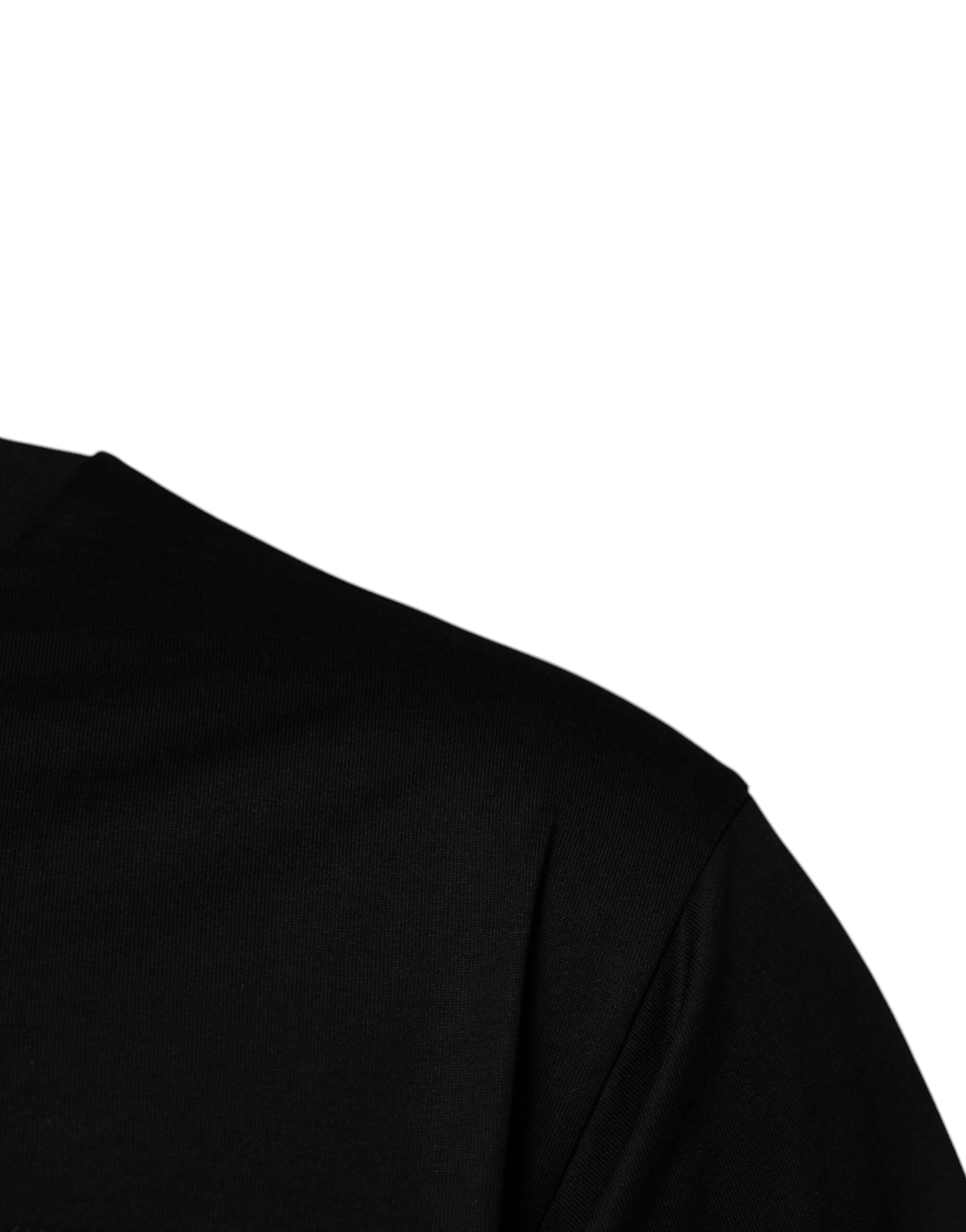 Dolce & Gabbana – Schwarzes Baumwoll-T-Shirt mit Rundhalsausschnitt und Logo-Patch