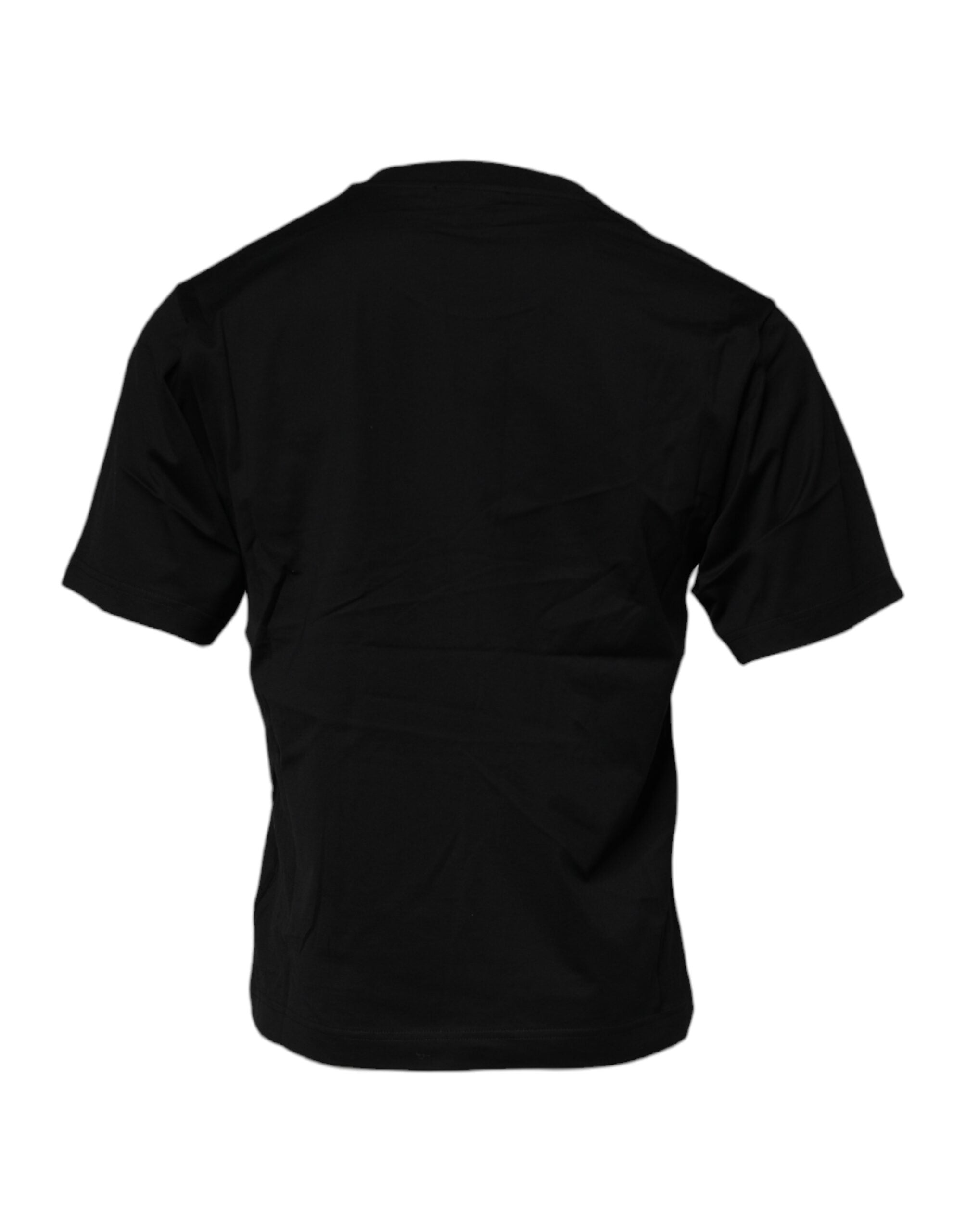 Dolce & Gabbana – Schwarzes Baumwoll-T-Shirt mit Rundhalsausschnitt und Logo-Patch
