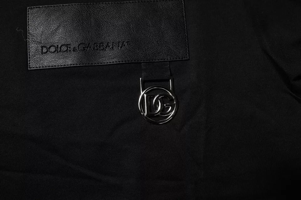 Dolce & Gabbana – Schwarzes Baumwoll-T-Shirt mit Rundhalsausschnitt und Logo-Patch