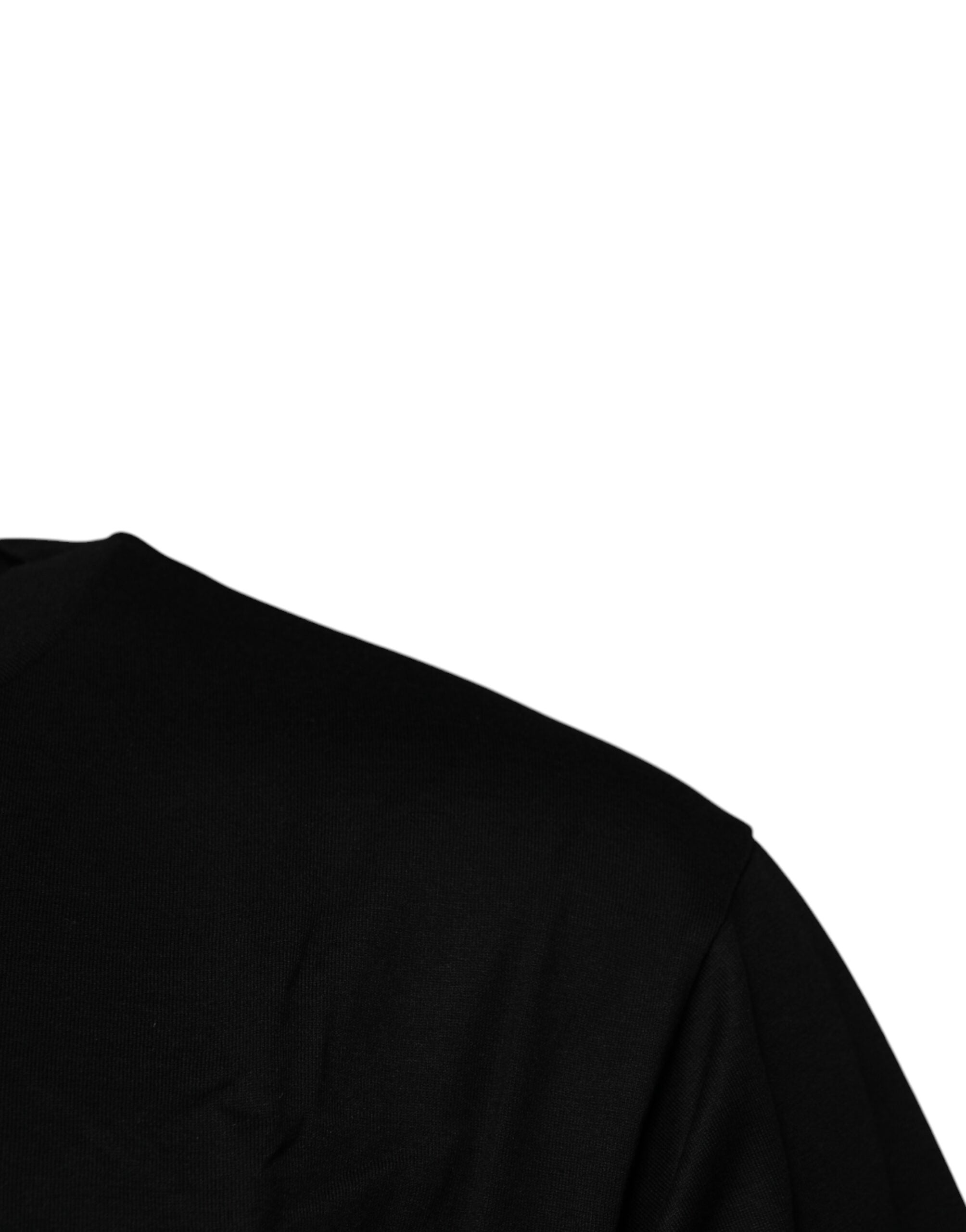 Dolce & Gabbana – Schwarzes Baumwoll-T-Shirt mit Rundhalsausschnitt und Logo-Patch