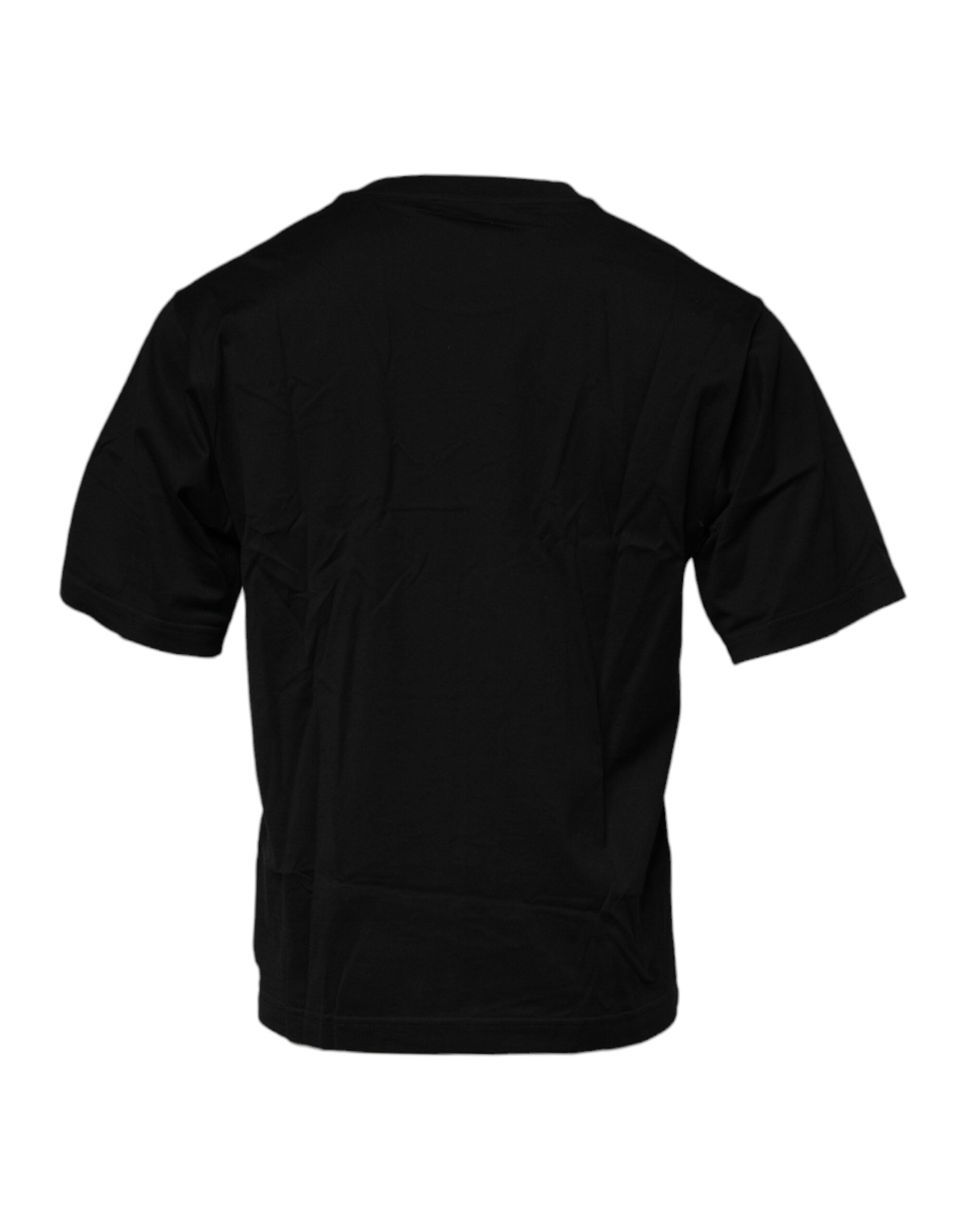 Dolce & Gabbana – Schwarzes Baumwoll-T-Shirt mit Rundhalsausschnitt und Logo-Patch