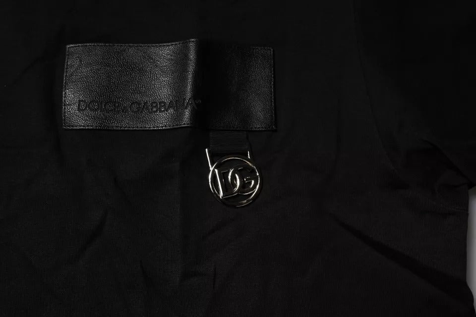 Dolce & Gabbana – Schwarzes Baumwoll-T-Shirt mit Rundhalsausschnitt und Logo-Patch