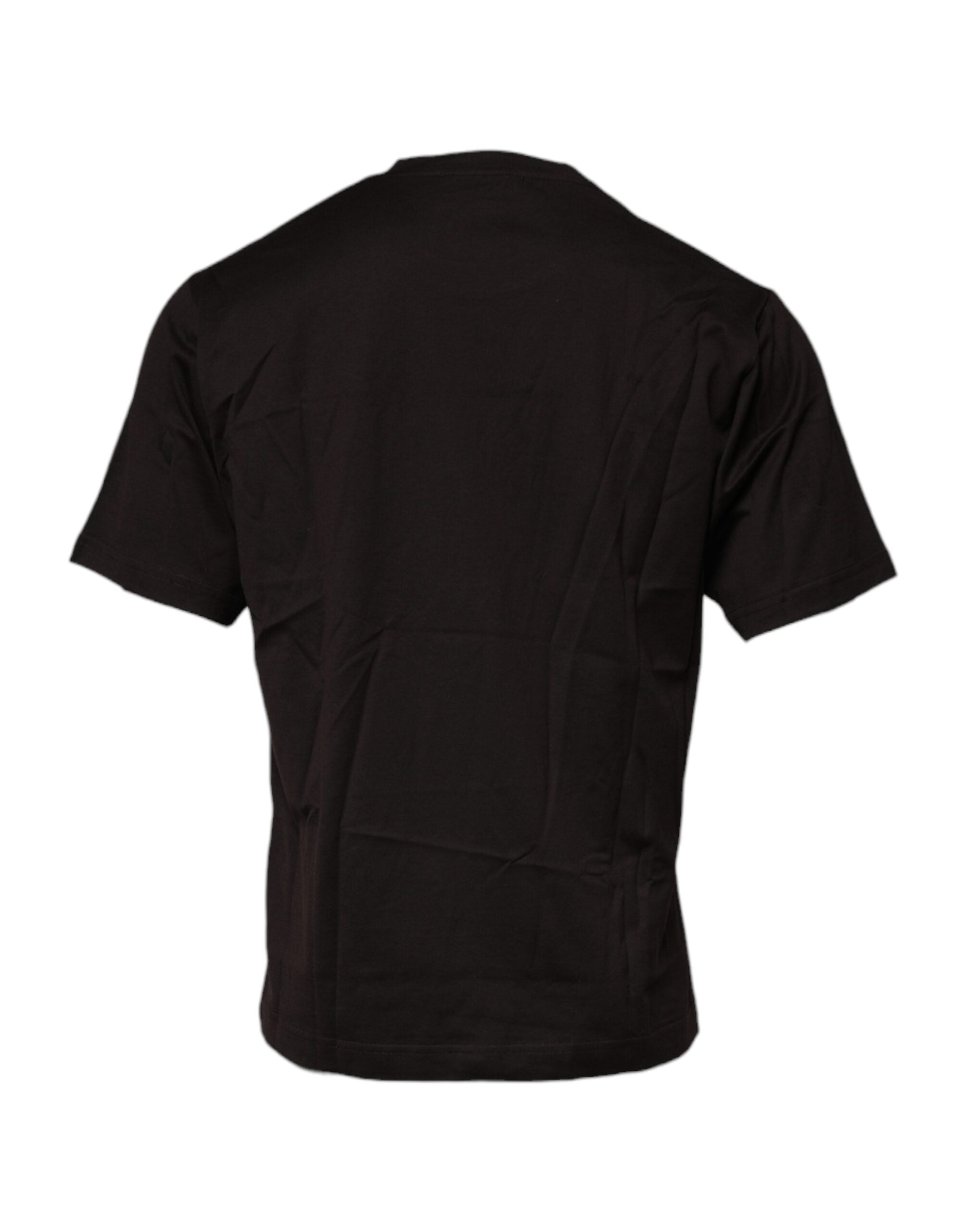 Dolce & Gabbana – Dunkelbraunes T-Shirt aus Baumwolle mit Rundhalsausschnitt und Logo
