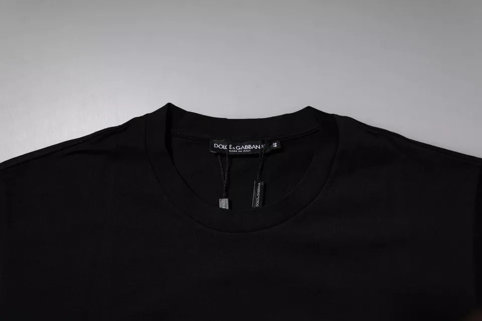 Dolce & Gabbana Schwarzes Logo-Baumwoll-T-Shirt mit Rundhalsausschnitt für Herren