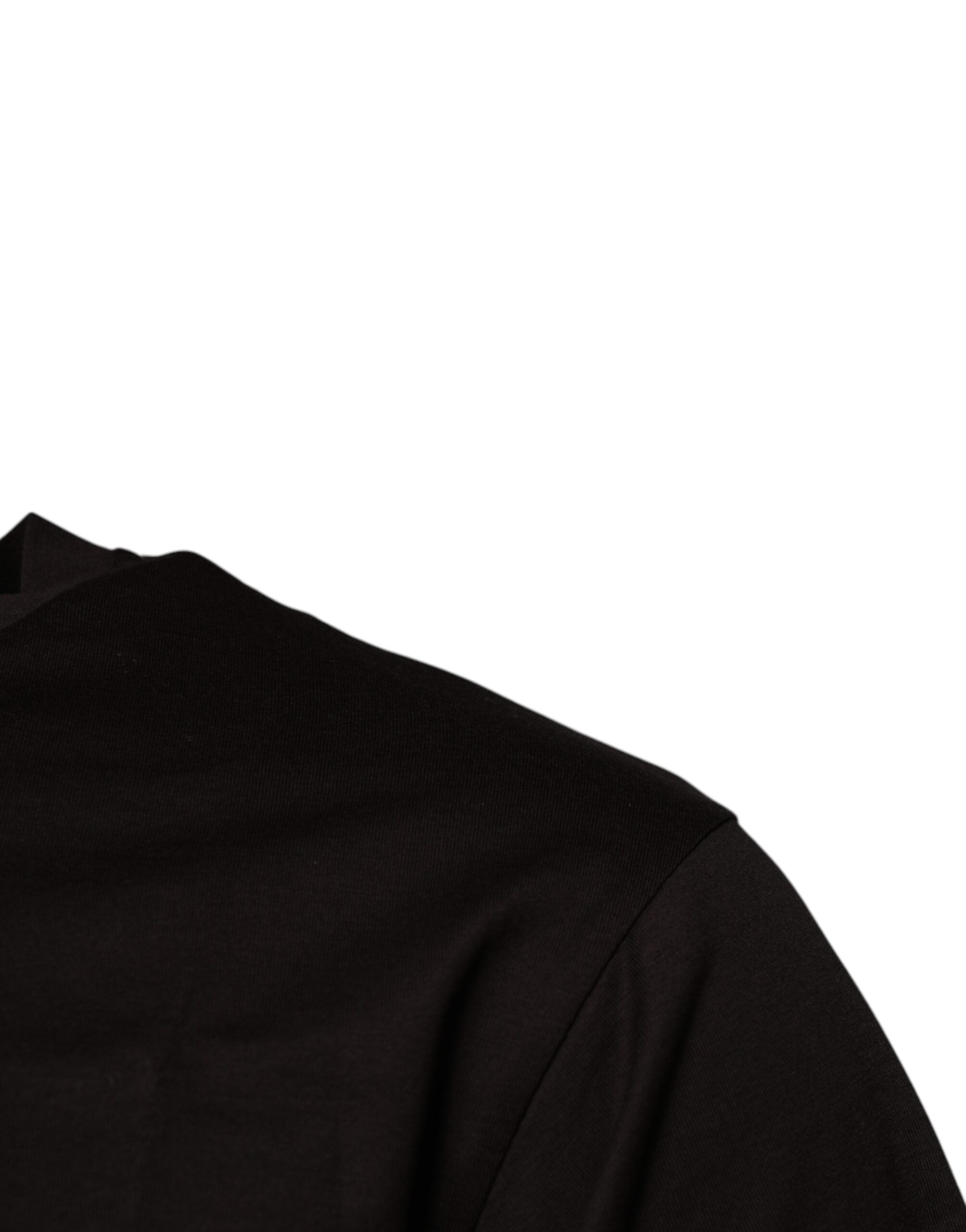 Dolce & Gabbana – Dunkelbraunes T-Shirt aus Baumwolle mit Rundhalsausschnitt und Logo
