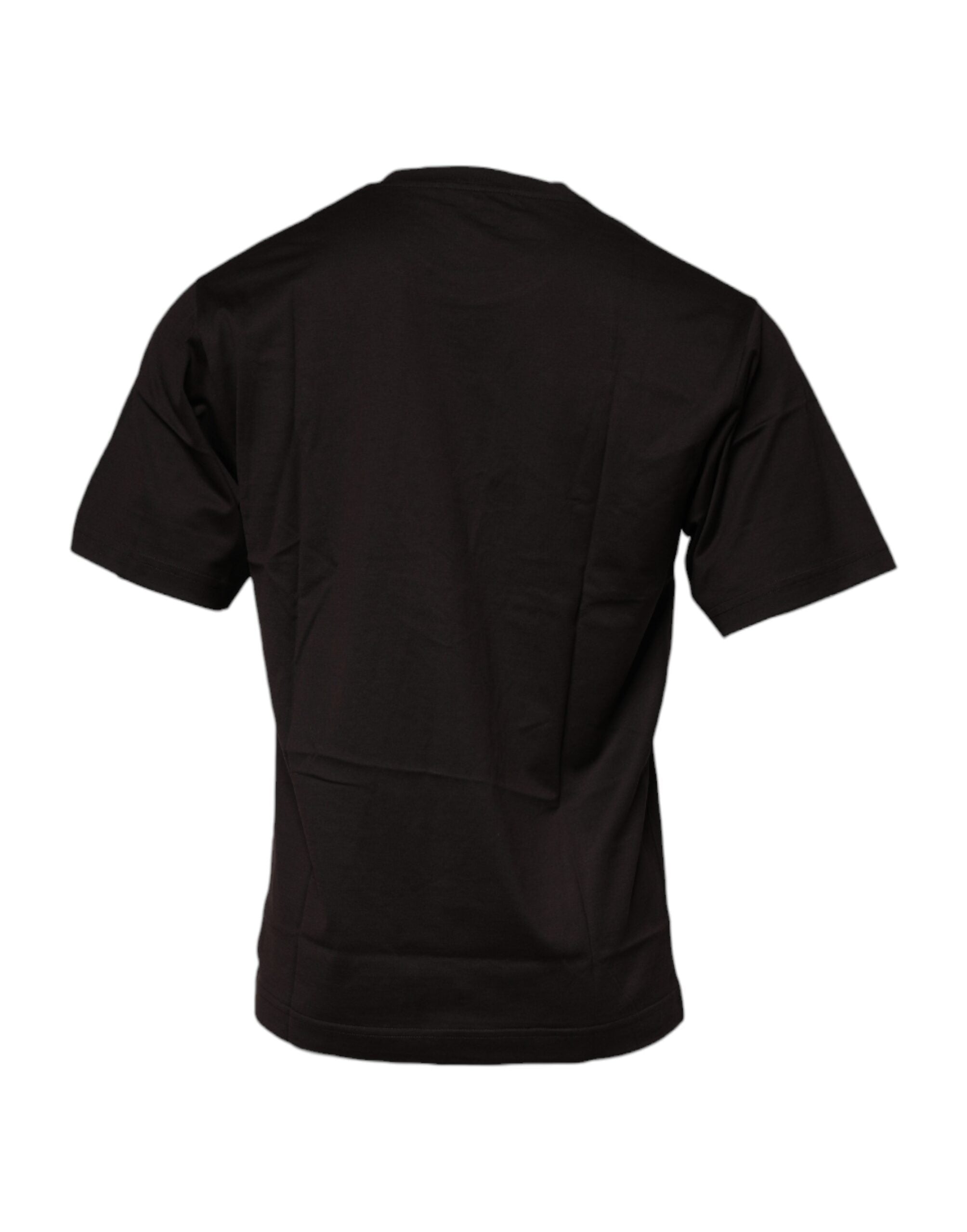 Dolce & Gabbana – Dunkelbraunes T-Shirt aus Baumwolle mit Rundhalsausschnitt und Logo