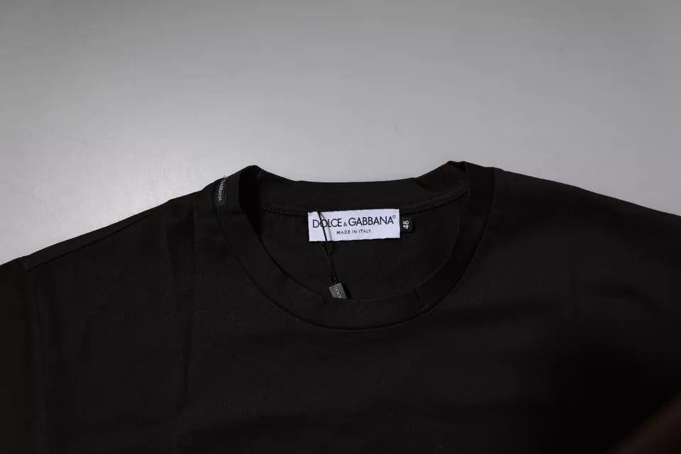 Dolce & Gabbana – Dunkelbraunes T-Shirt aus Baumwolle mit Rundhalsausschnitt und Logo