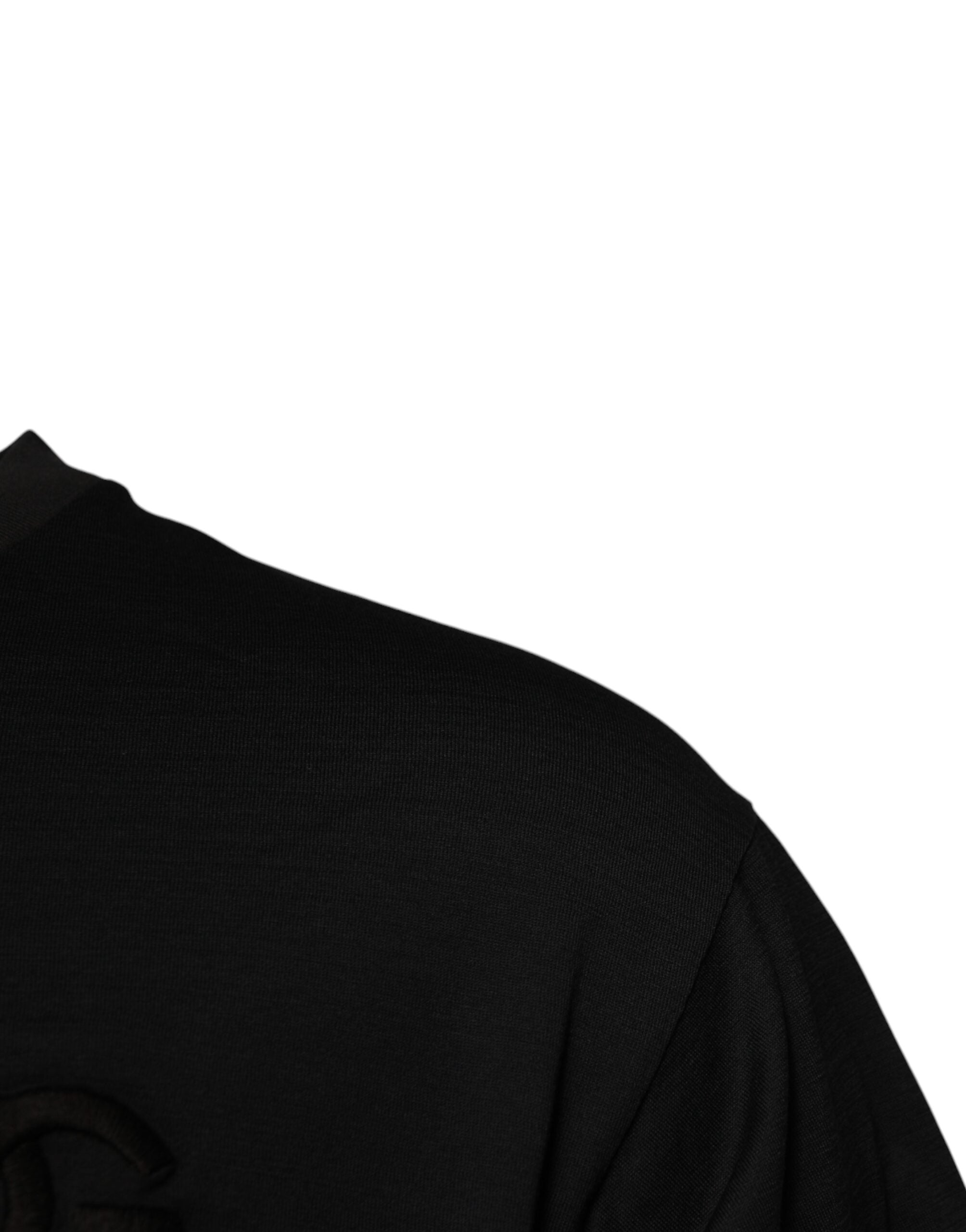 Dolce & Gabbana – Schwarzes T-Shirt aus Baumwolle mit Rundhalsausschnitt und DG-Logo