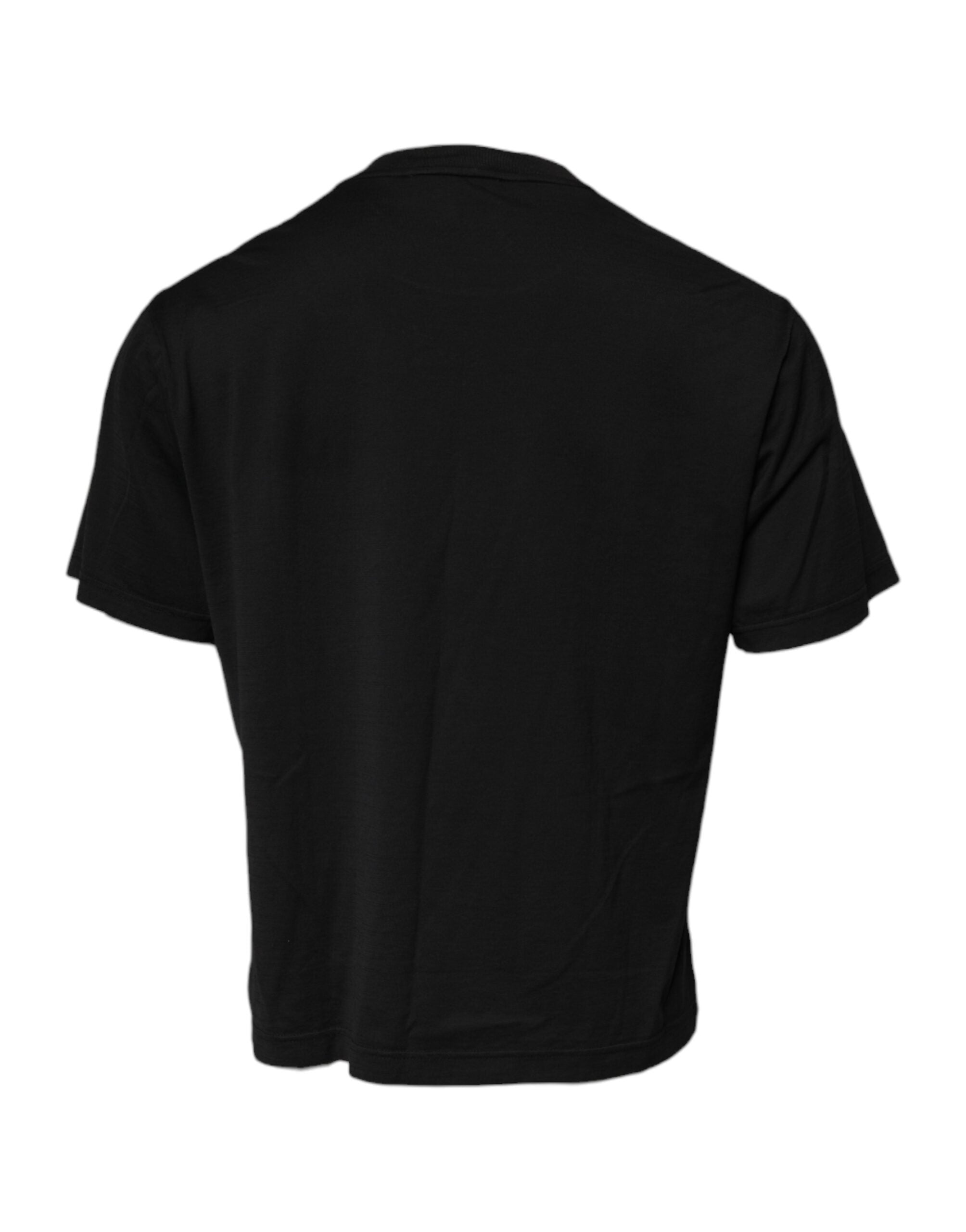 Dolce & Gabbana – Schwarzes T-Shirt aus Baumwolle mit Rundhalsausschnitt und DG-Logo