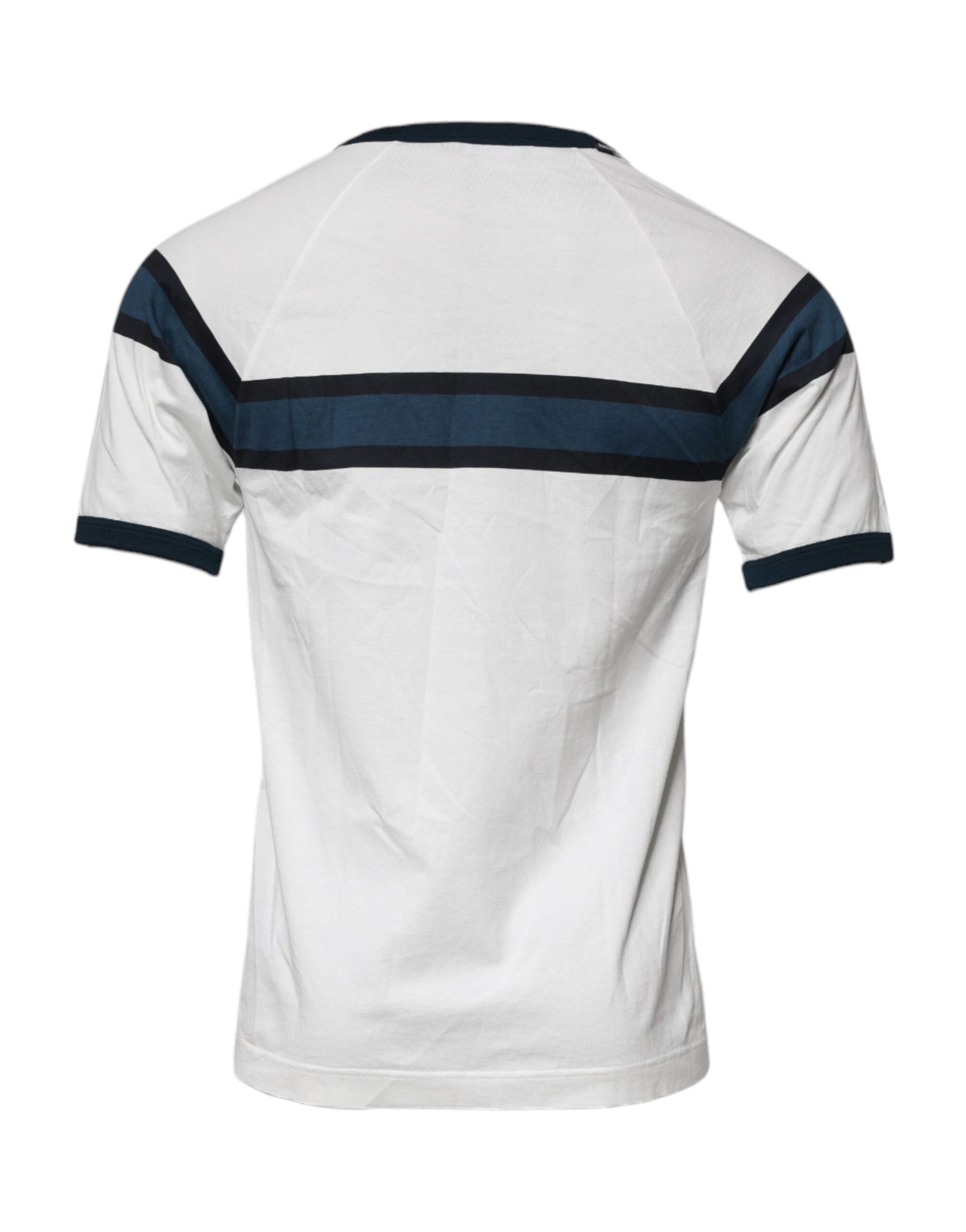 Dolce & Gabbana Weißes Herren-T-Shirt aus Baumwolle mit Rundhalsausschnitt und Logo-Print