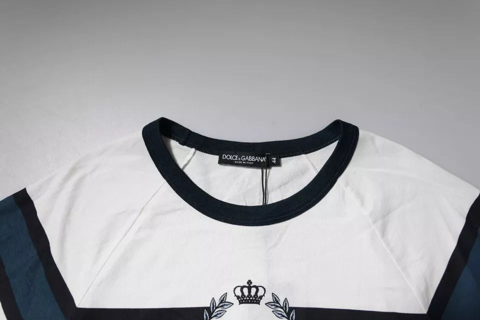 Dolce & Gabbana Weißes Herren-T-Shirt aus Baumwolle mit Rundhalsausschnitt und Logo-Print
