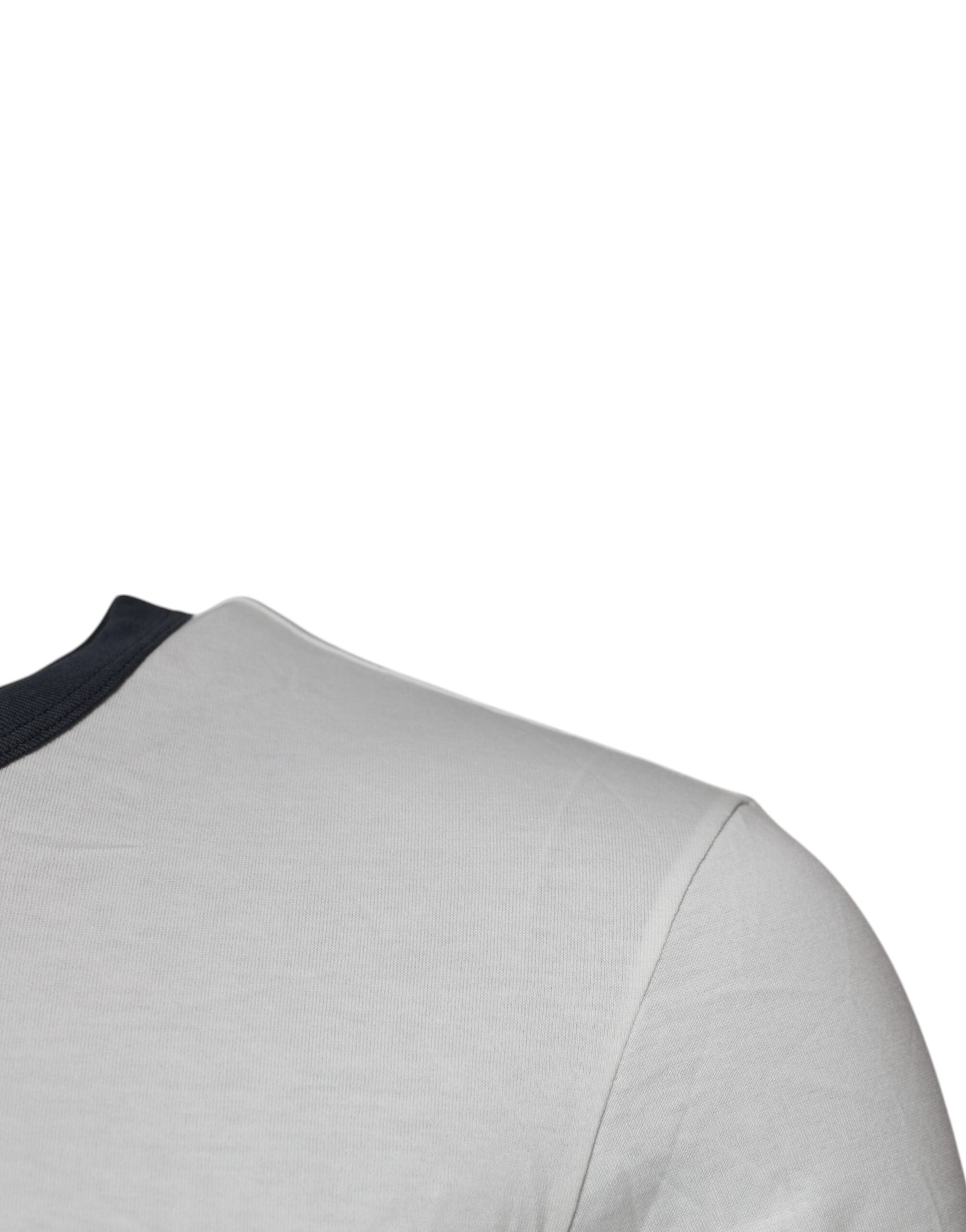 Dolce & Gabbana – T-Shirt mit Rundhalsausschnitt aus Baumwolle mit Logo in Weiß und Blau