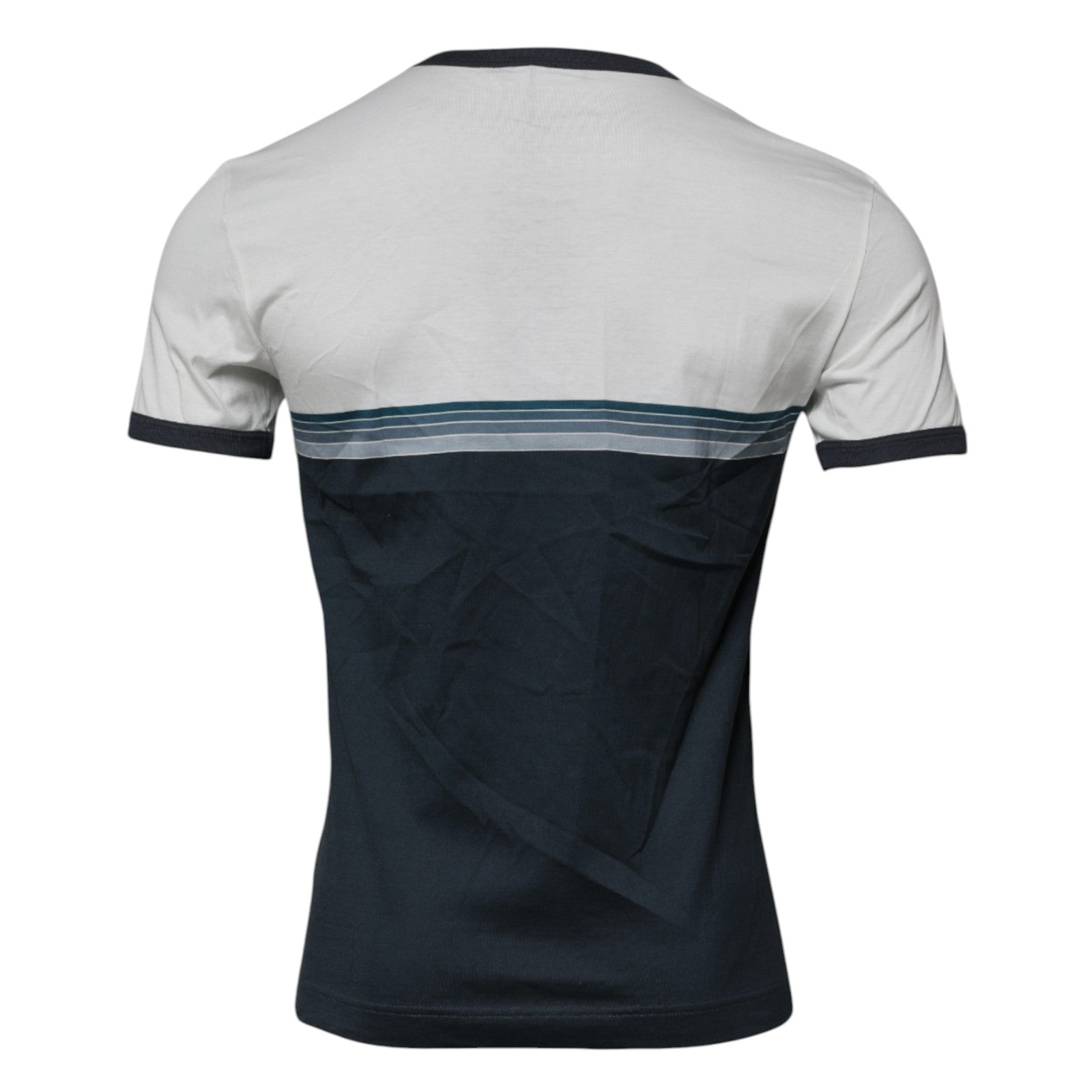 Dolce & Gabbana – T-Shirt mit Rundhalsausschnitt aus Baumwolle mit Logo in Weiß und Blau