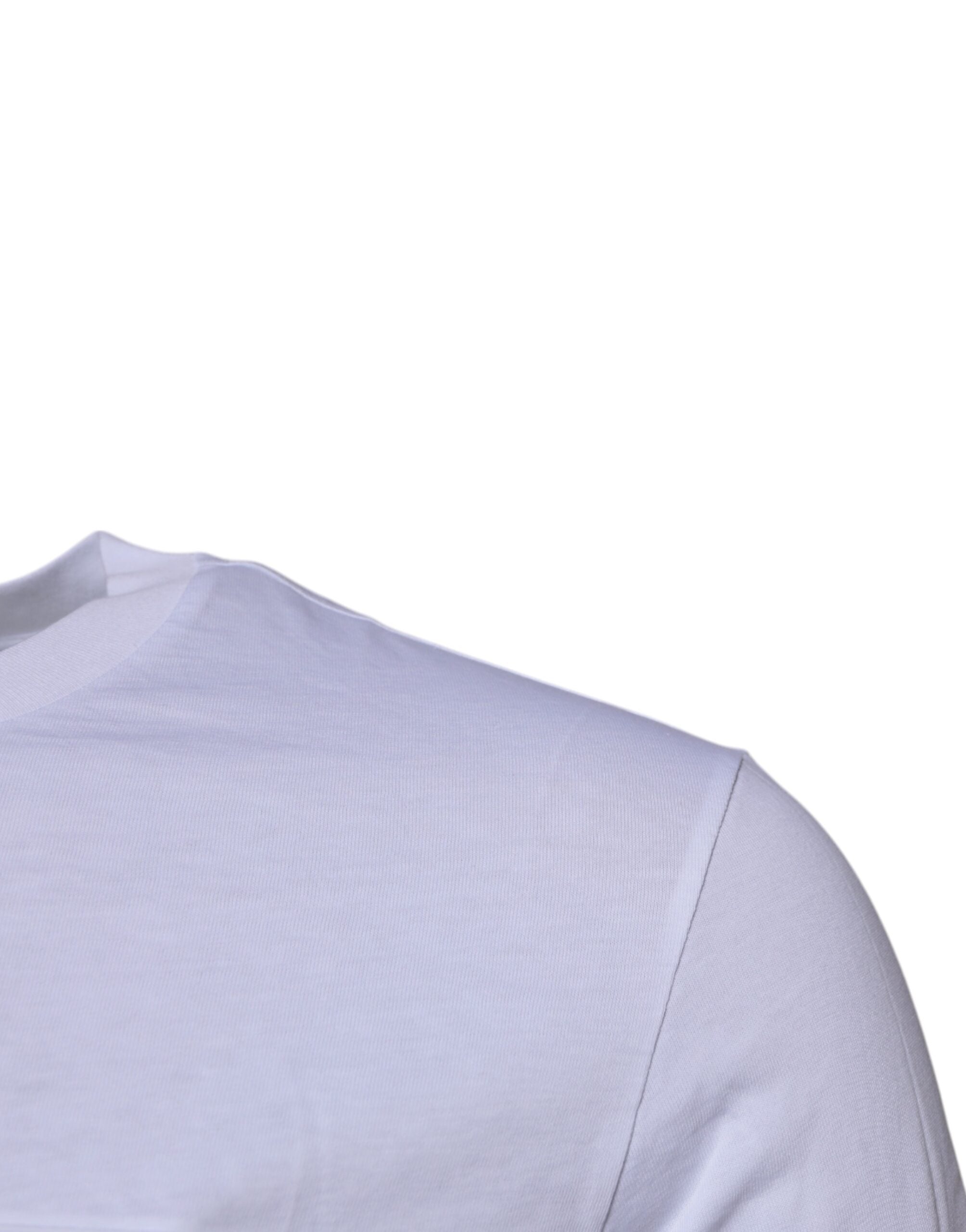 Dolce & Gabbana – Weißes Baumwoll-T-Shirt mit Rundhalsausschnitt und Logo-Schild