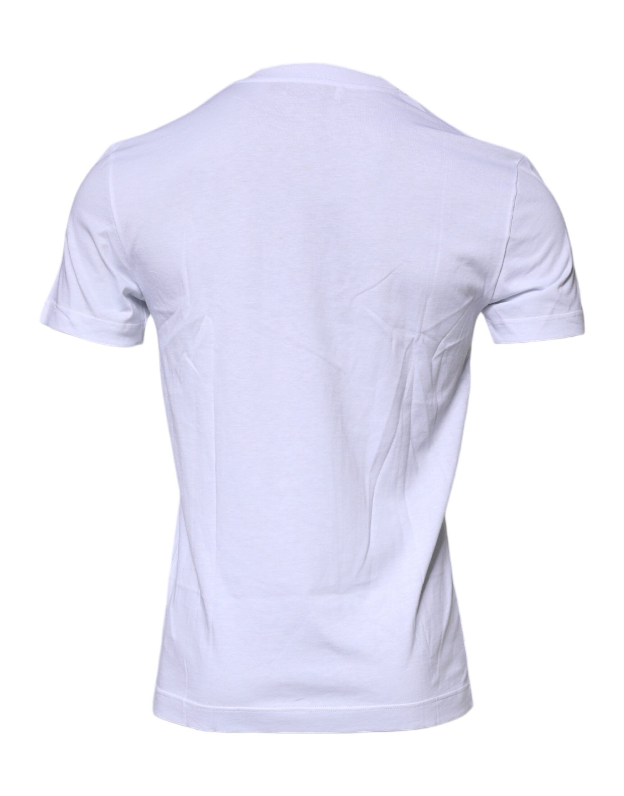 Dolce & Gabbana – Weißes Baumwoll-T-Shirt mit Rundhalsausschnitt und Logo-Schild