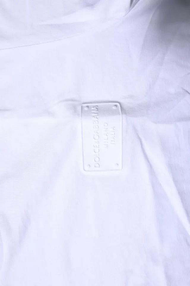 Dolce & Gabbana – Weißes Baumwoll-T-Shirt mit Rundhalsausschnitt und Logo-Schild