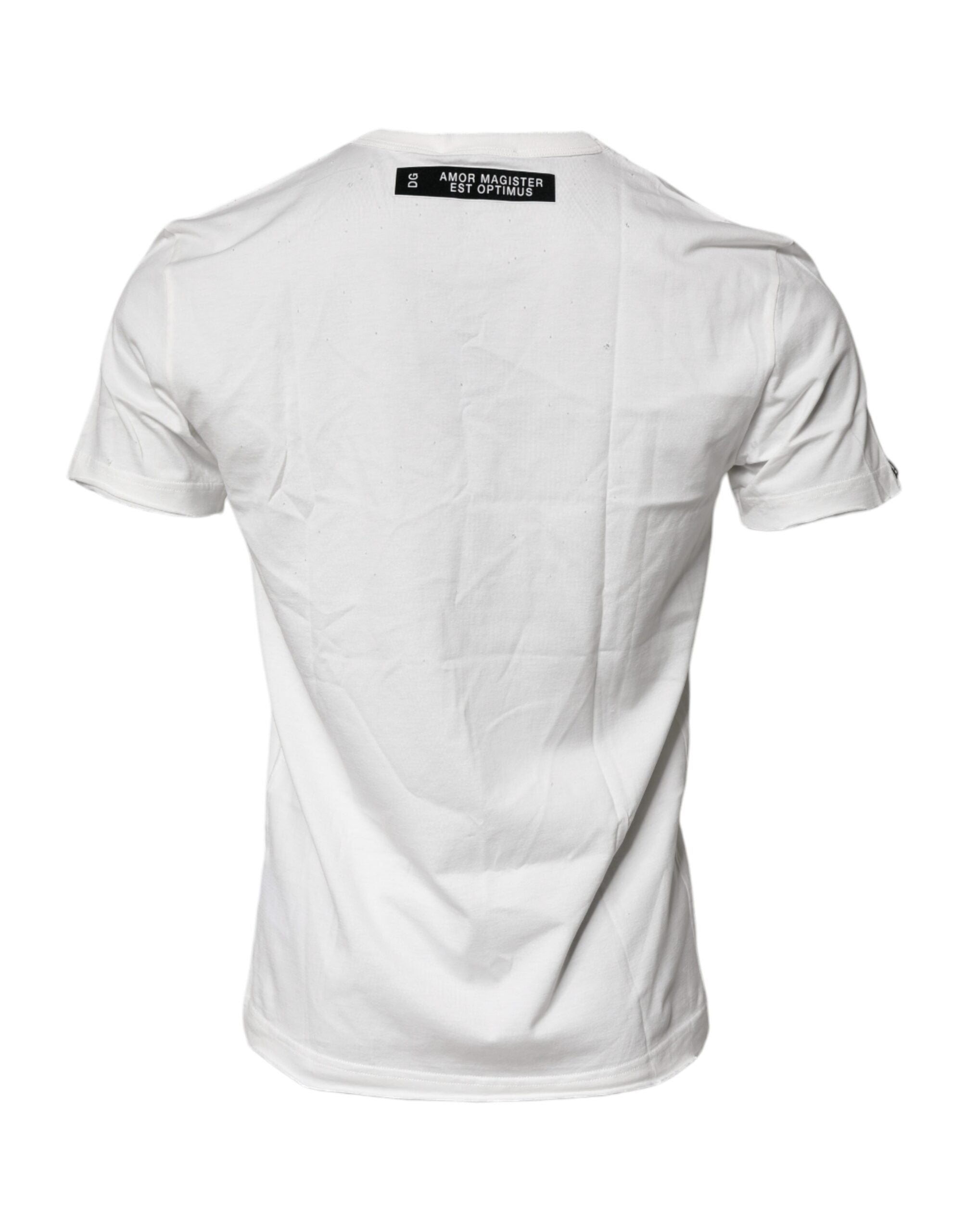 Dolce & Gabbana – Weißes Baumwoll-T-Shirt mit Rundhalsausschnitt und grafischem Print