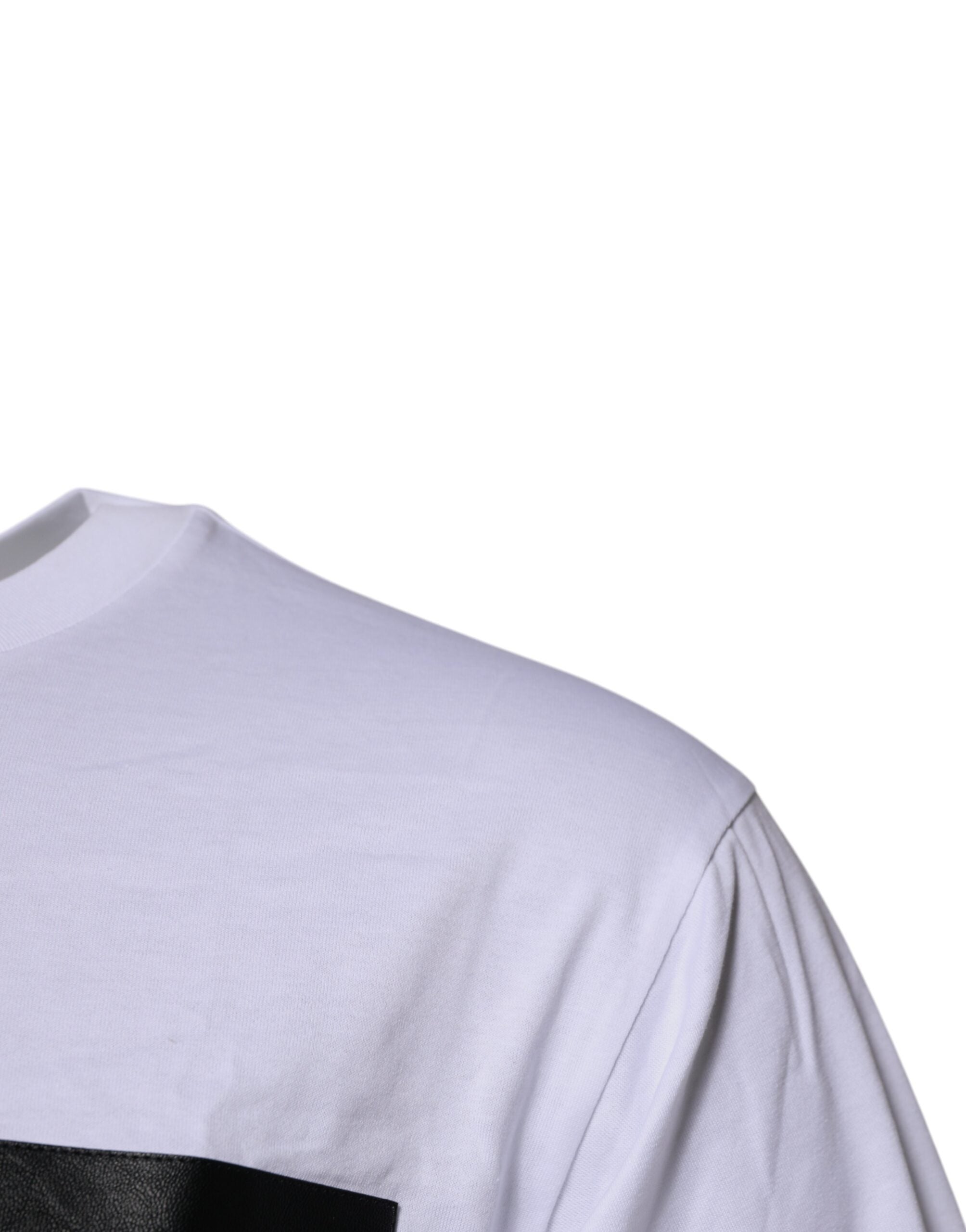 Dolce & Gabbana – Weißes Baumwoll-T-Shirt mit Rundhalsausschnitt und Logo-Patch