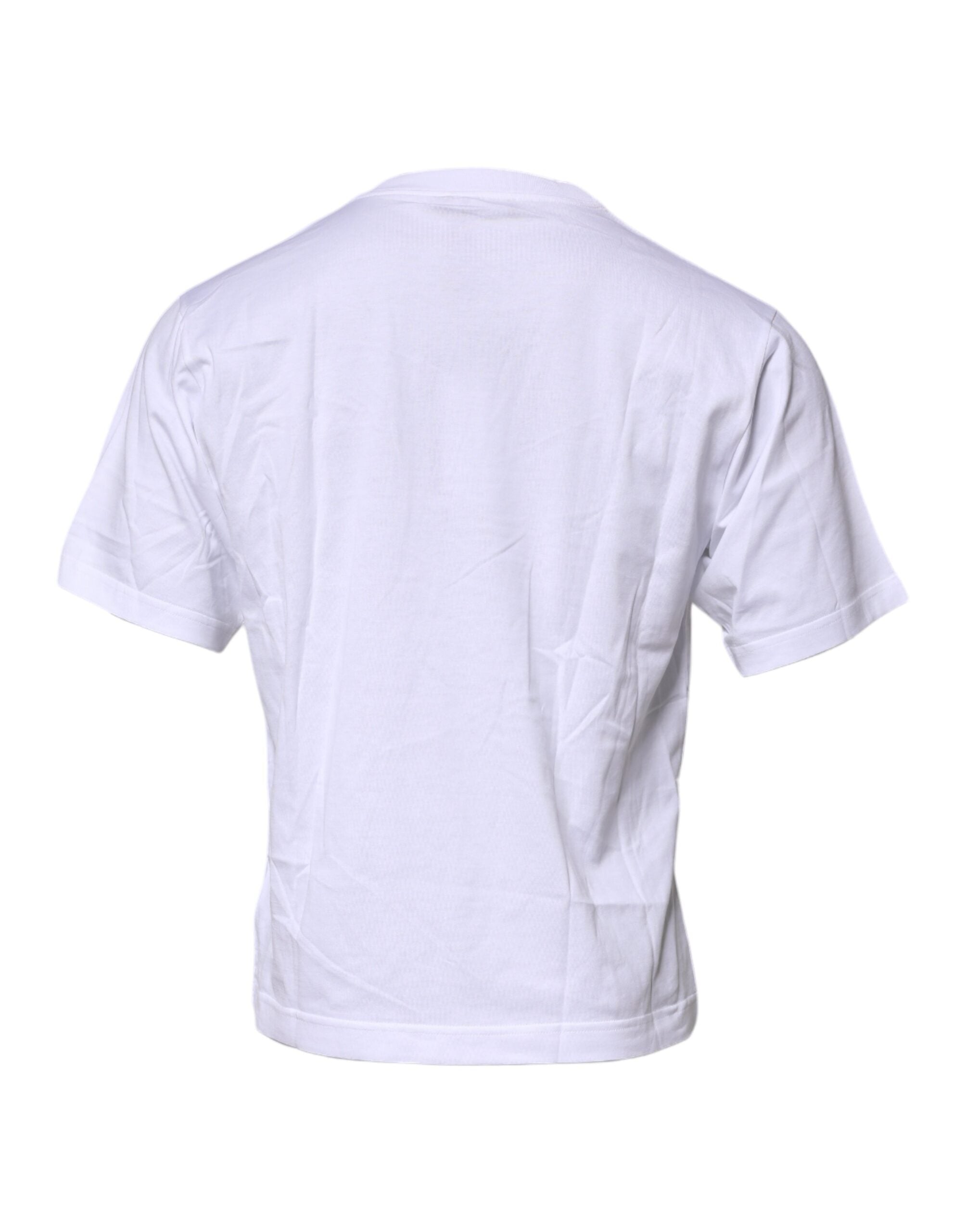 Dolce & Gabbana – Weißes Baumwoll-T-Shirt mit Rundhalsausschnitt und Logo-Patch