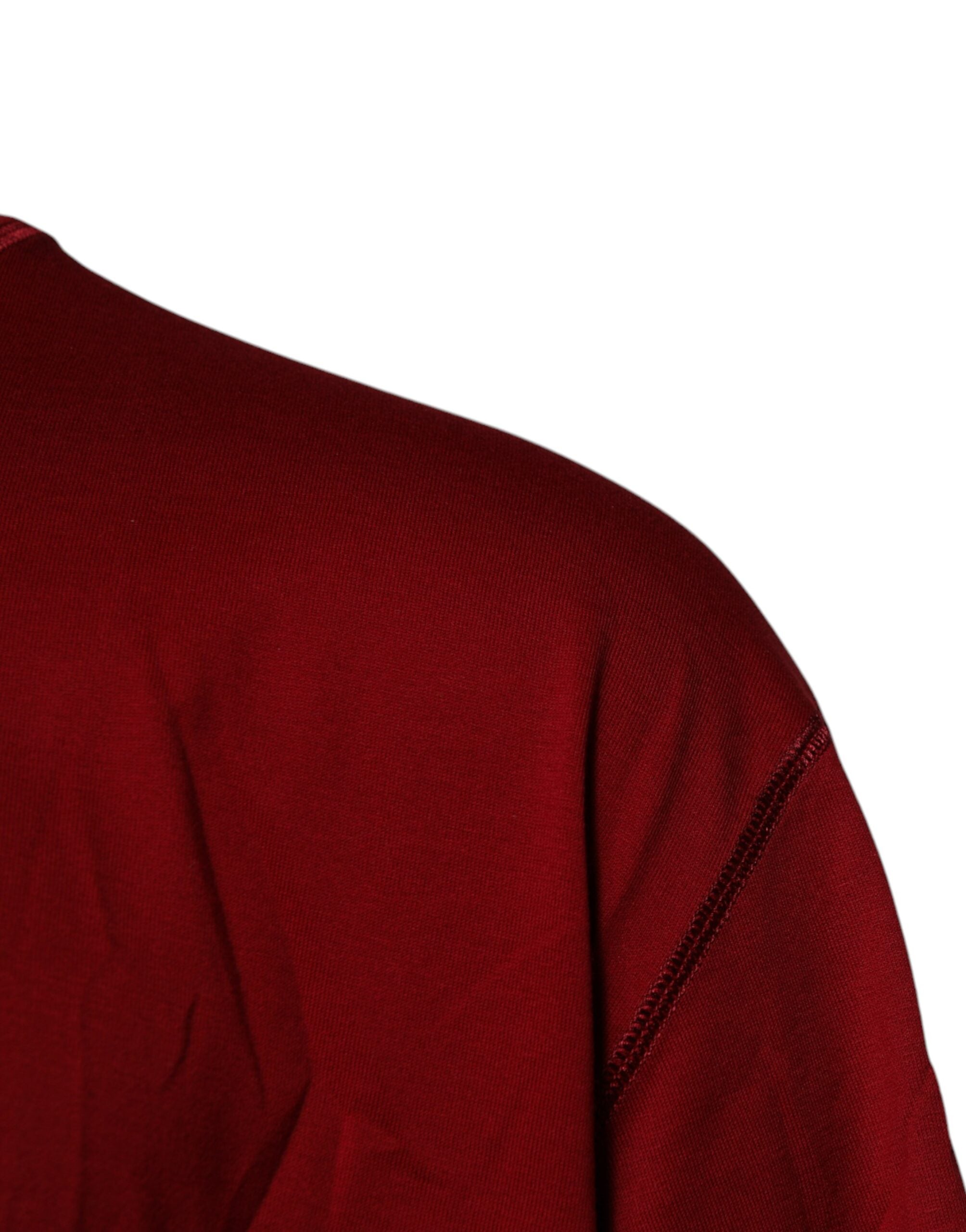 Dolce & Gabbana – Rotes Baumwoll-T-Shirt mit Rundhalsausschnitt und Logoband