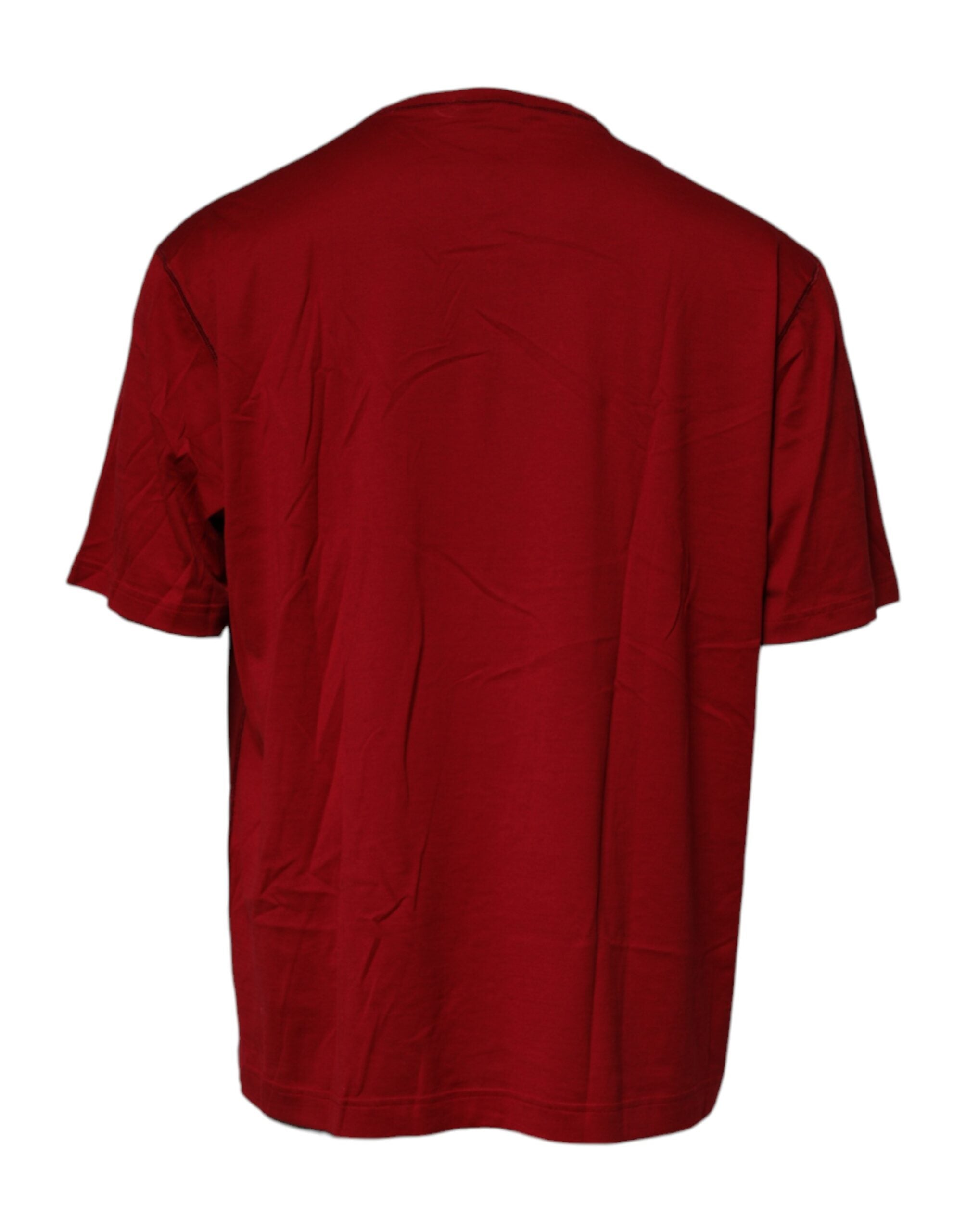 Dolce & Gabbana – Rotes Baumwoll-T-Shirt mit Rundhalsausschnitt und Logoband