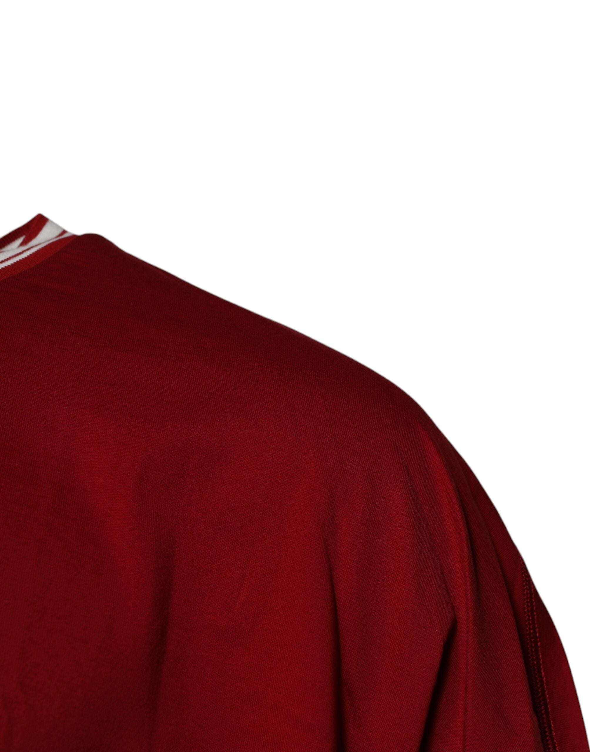 Dolce & Gabbana Rotes T-Shirt aus Baumwolle mit Rundhalsausschnitt und Krone