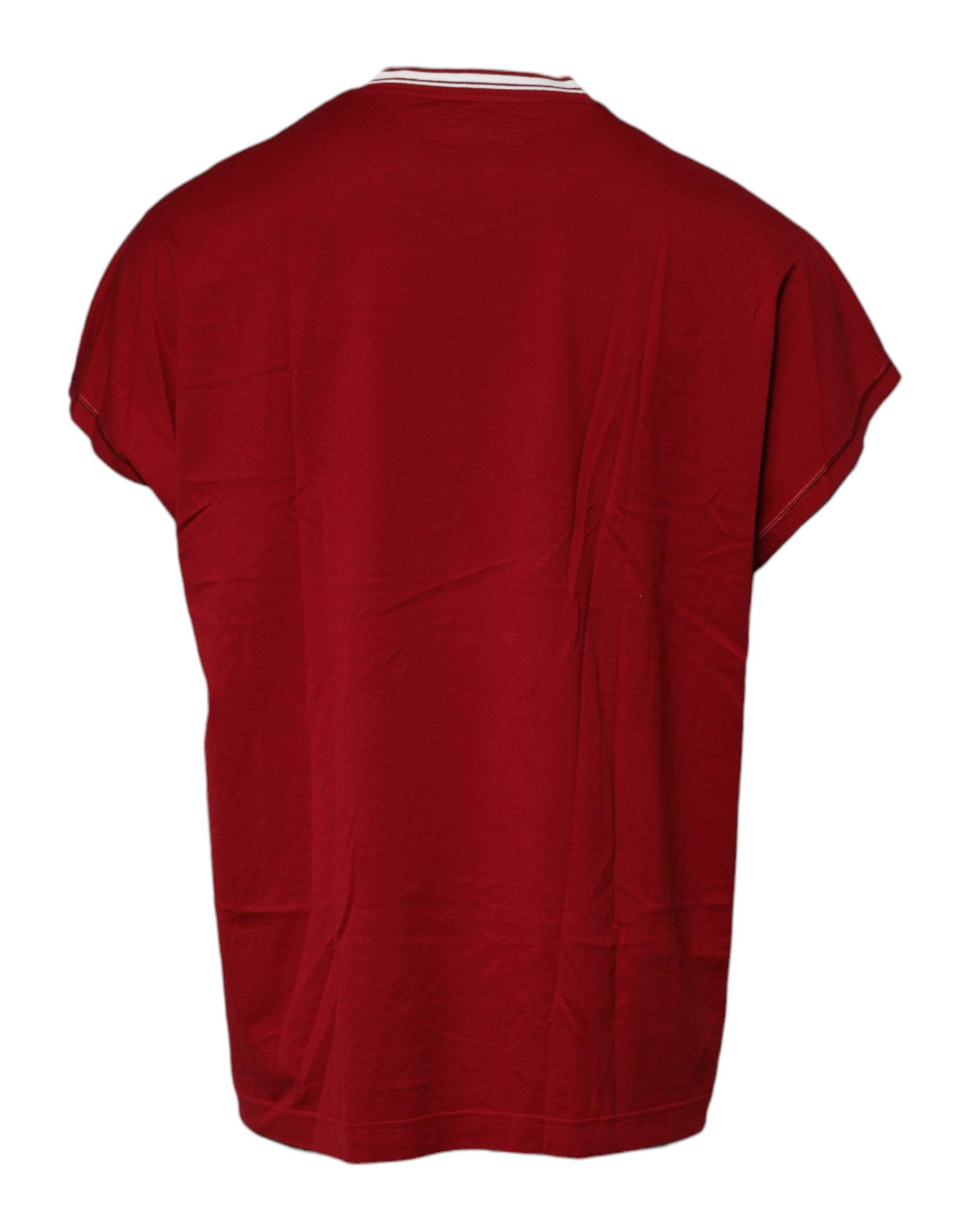 Dolce & Gabbana Rotes T-Shirt aus Baumwolle mit Rundhalsausschnitt und Krone