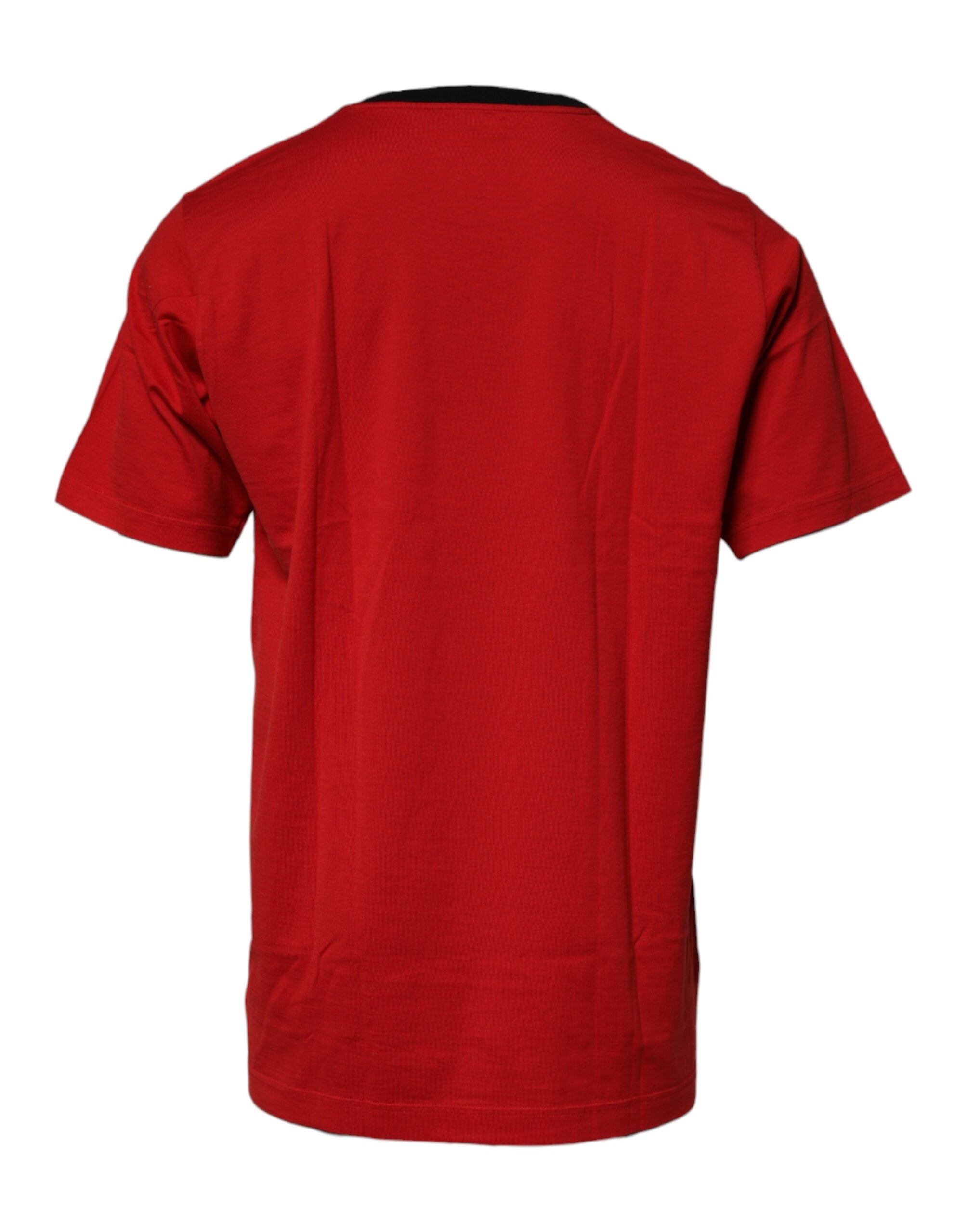 Dolce & Gabbana Rotes T-Shirt aus Baumwolle mit Rundhalsausschnitt und Krone