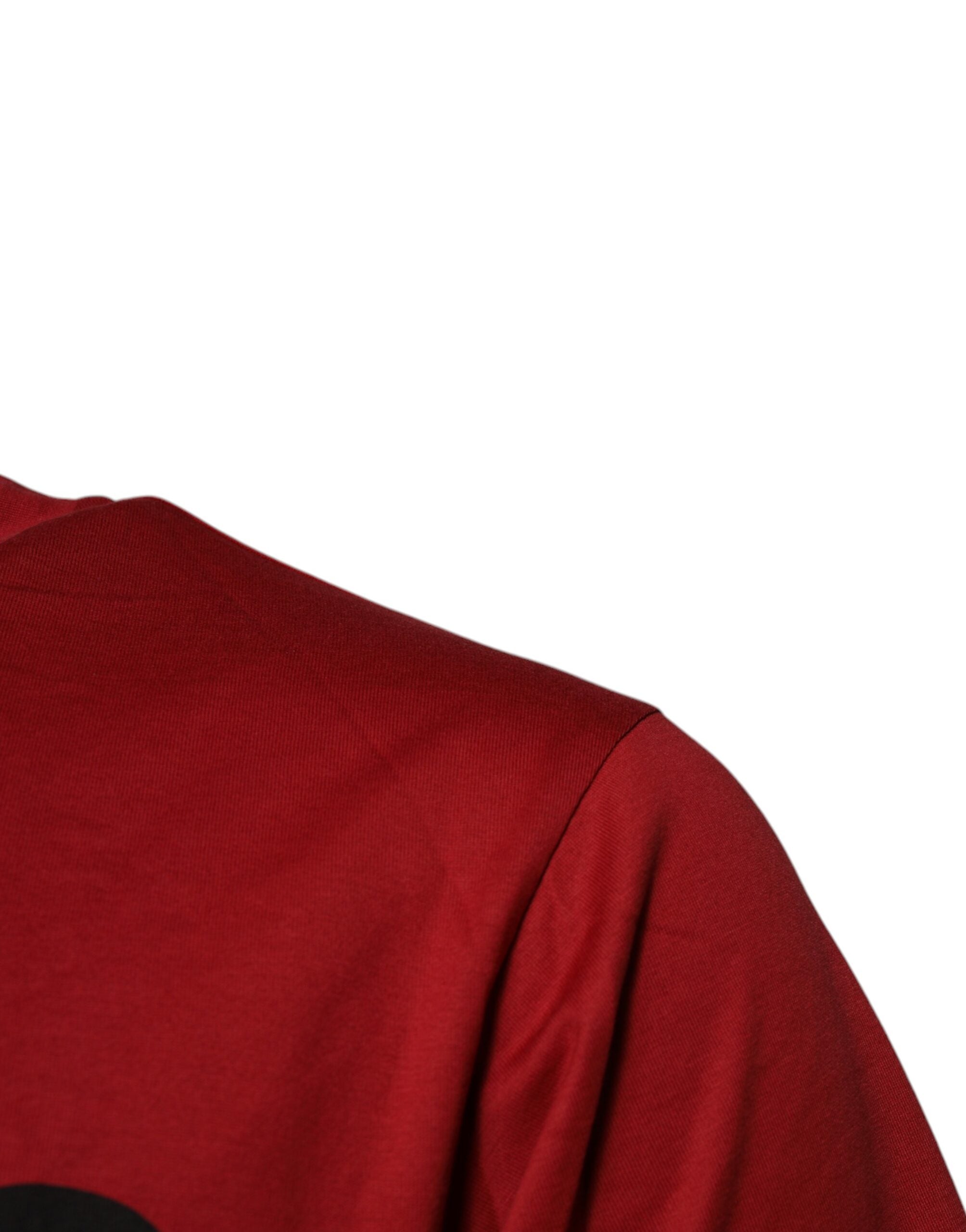Dolce & Gabbana Rotes T-Shirt aus Baumwolle mit Rundhalsausschnitt und DG-Logo