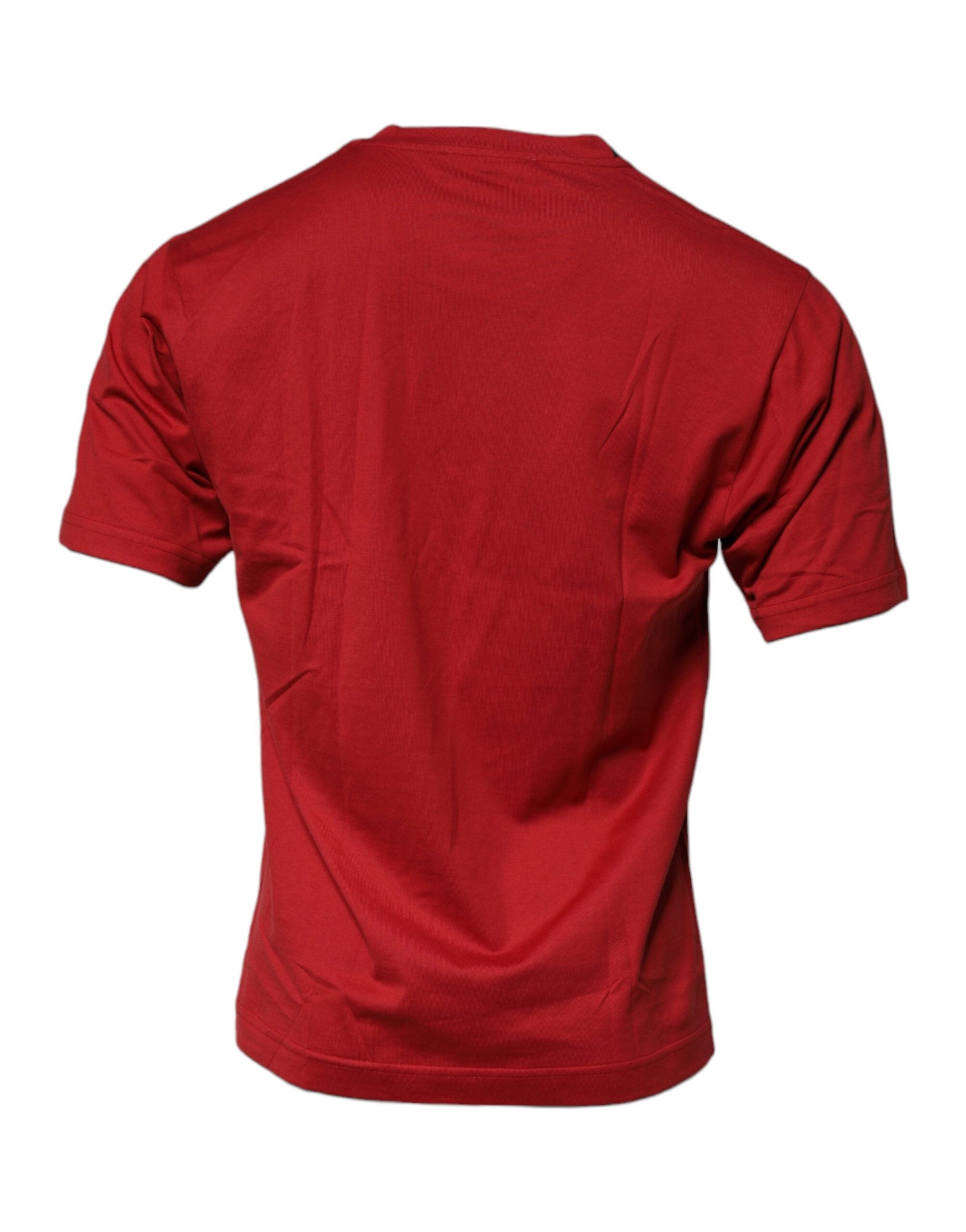 Dolce & Gabbana Rotes T-Shirt aus Baumwolle mit Rundhalsausschnitt und DG-Logo