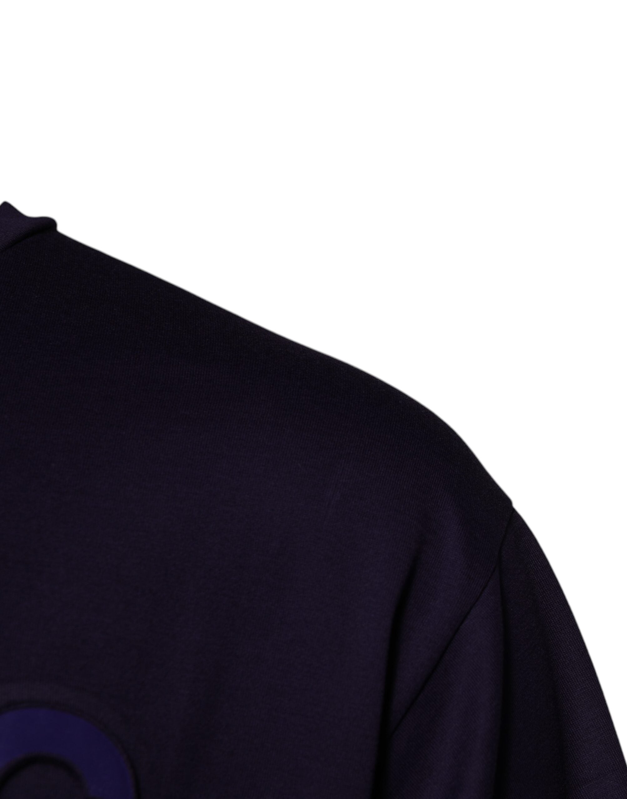 Dolce & Gabbana Marineblaues T-Shirt aus Baumwolle mit Rundhalsausschnitt und DG-Logo