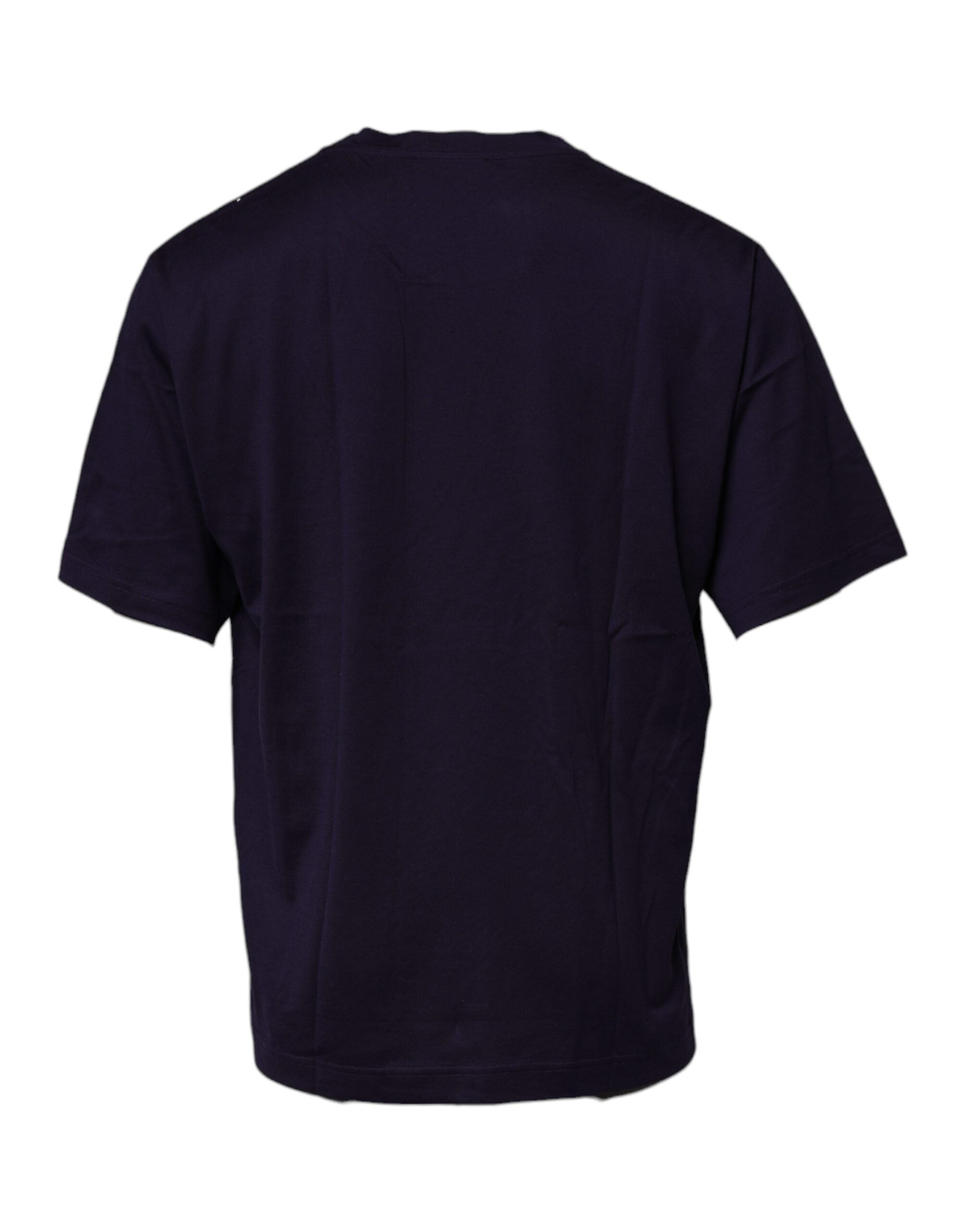 Dolce & Gabbana Marineblaues T-Shirt aus Baumwolle mit Rundhalsausschnitt und DG-Logo