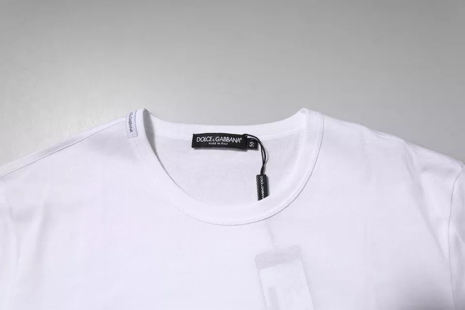 Dolce & Gabbana – Weißes T-Shirt aus Baumwolle mit Rundhalsausschnitt und kurzen Ärmeln