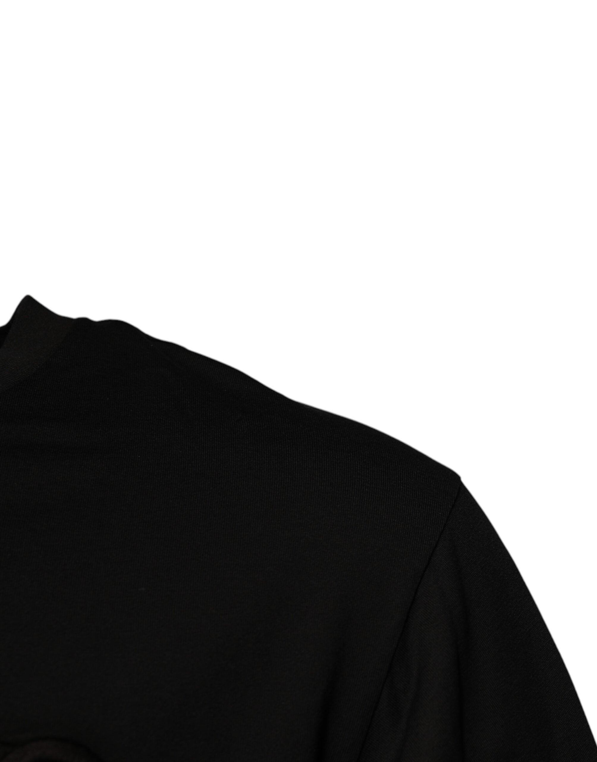 Dolce & Gabbana – Schwarzes T-Shirt aus Baumwolle mit Rundhalsausschnitt und DG-Logo