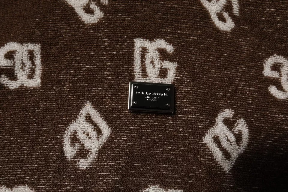 Dolce & Gabbana – Braunes T-Shirt aus Baumwolle mit Rundhalsausschnitt und Logo-Monogramm