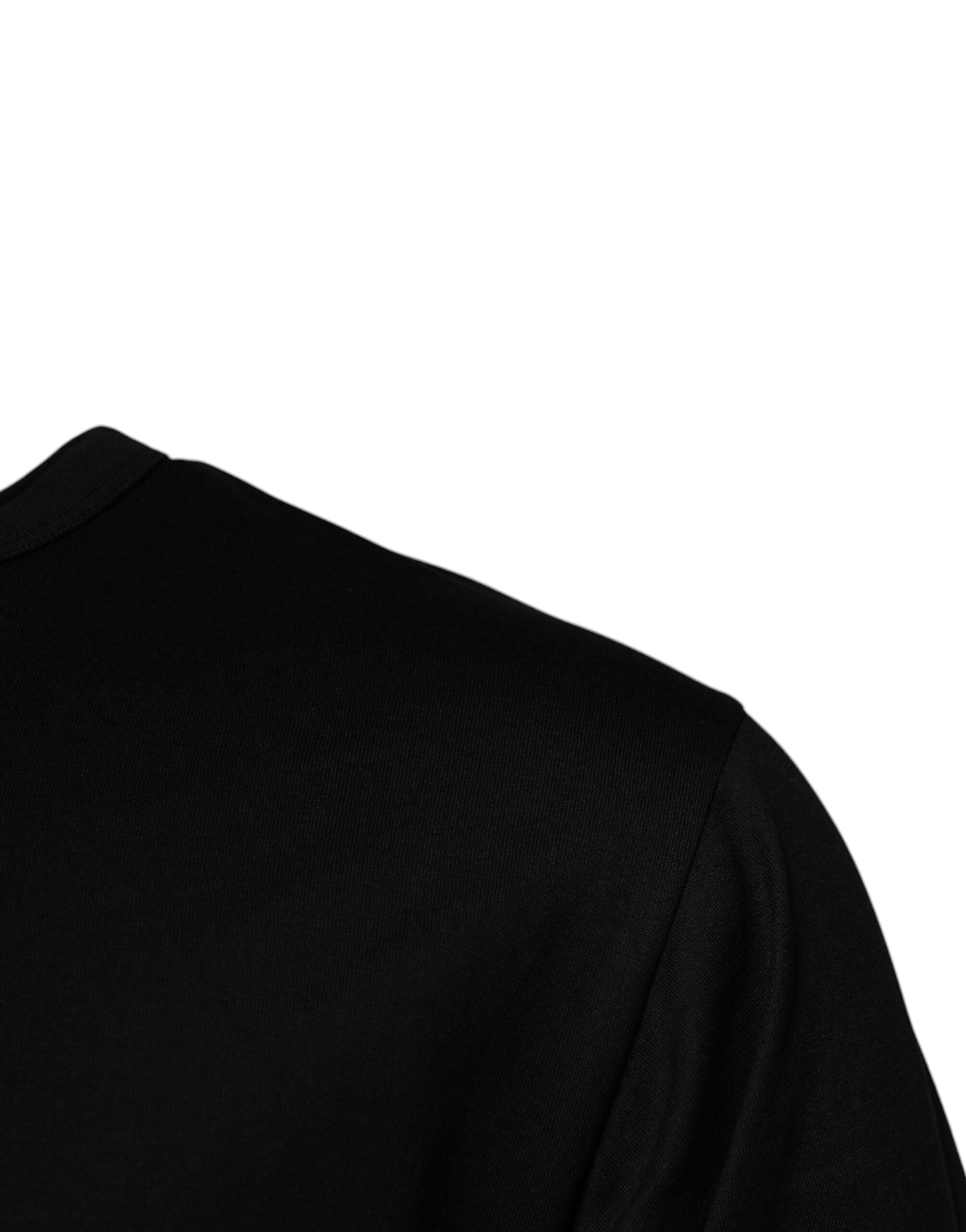 Tricou Dolce & Gabbana negru cu guler rotund din bumbac #DGMILLENNIALS
