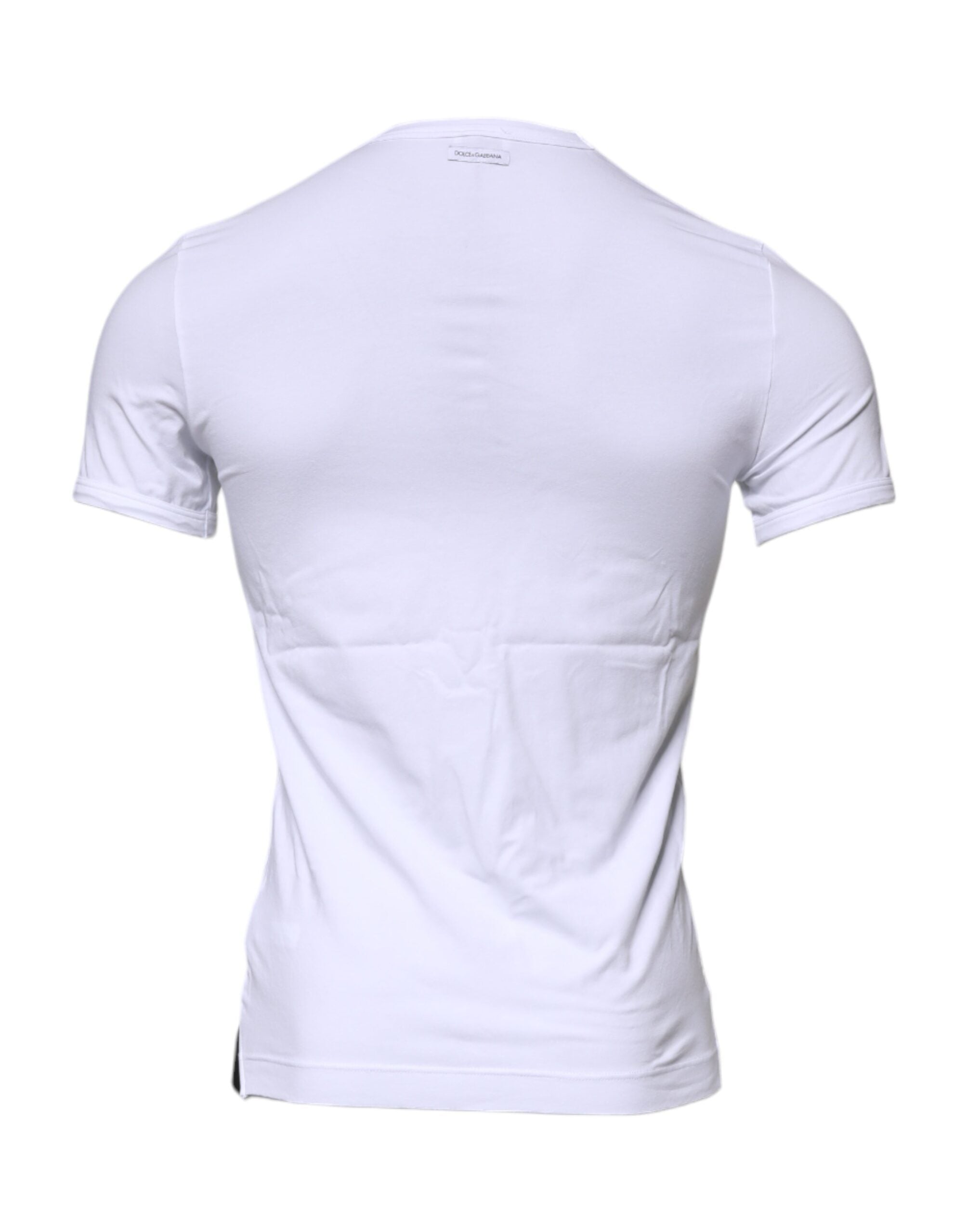 Tricou Dolce & Gabbana cu guler rotund din bumbac alb elastic