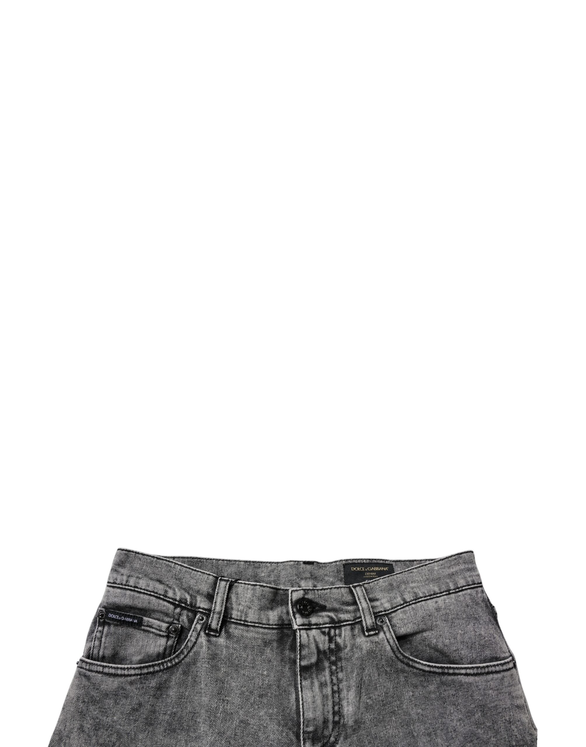 Dolce & Gabbana Dunkelgraue Slim Fit-Jeans aus gewaschener Baumwolle