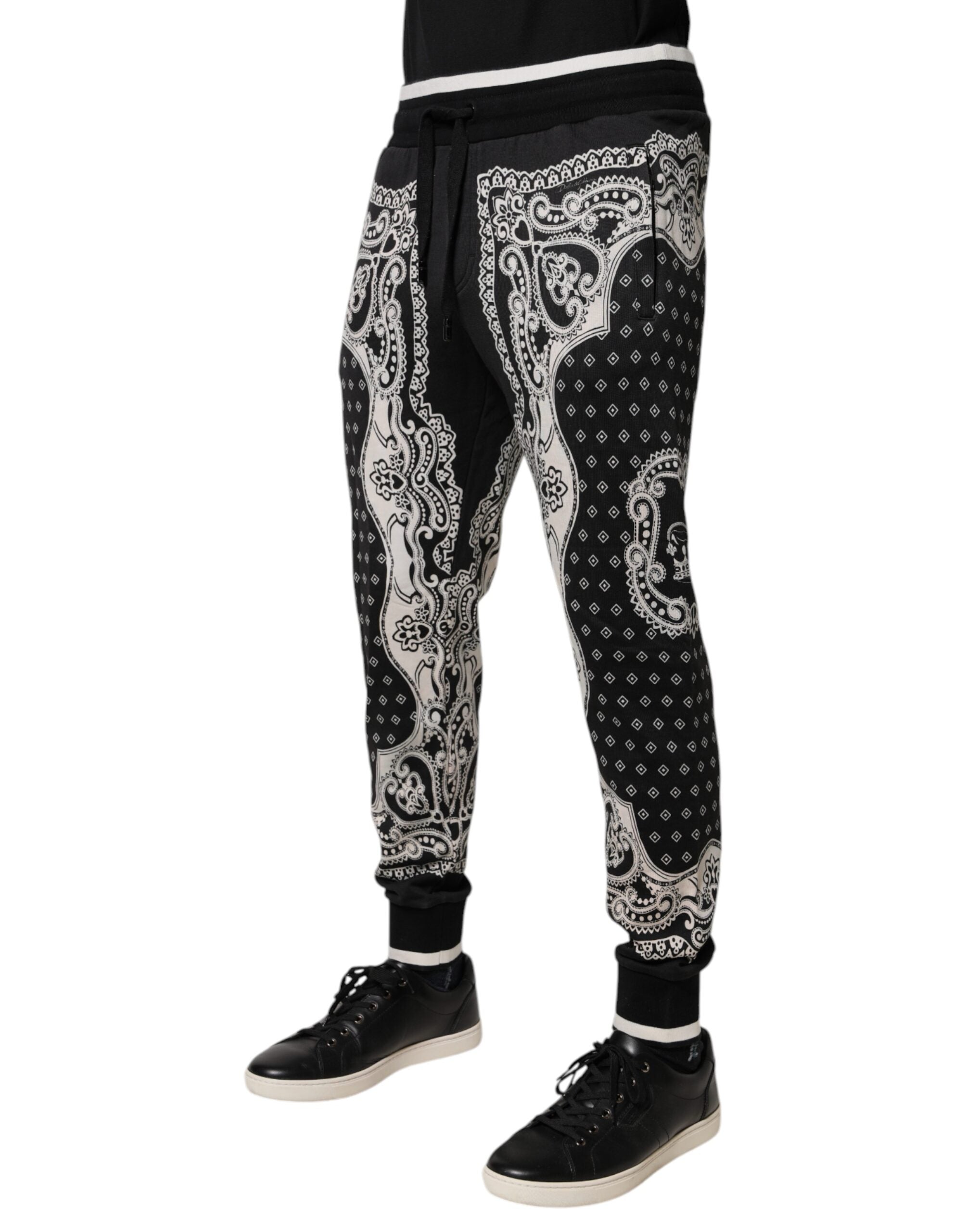 Dolce & Gabbana – Schwarze Jogginghose aus Baumwolle mit Bandana-Muster