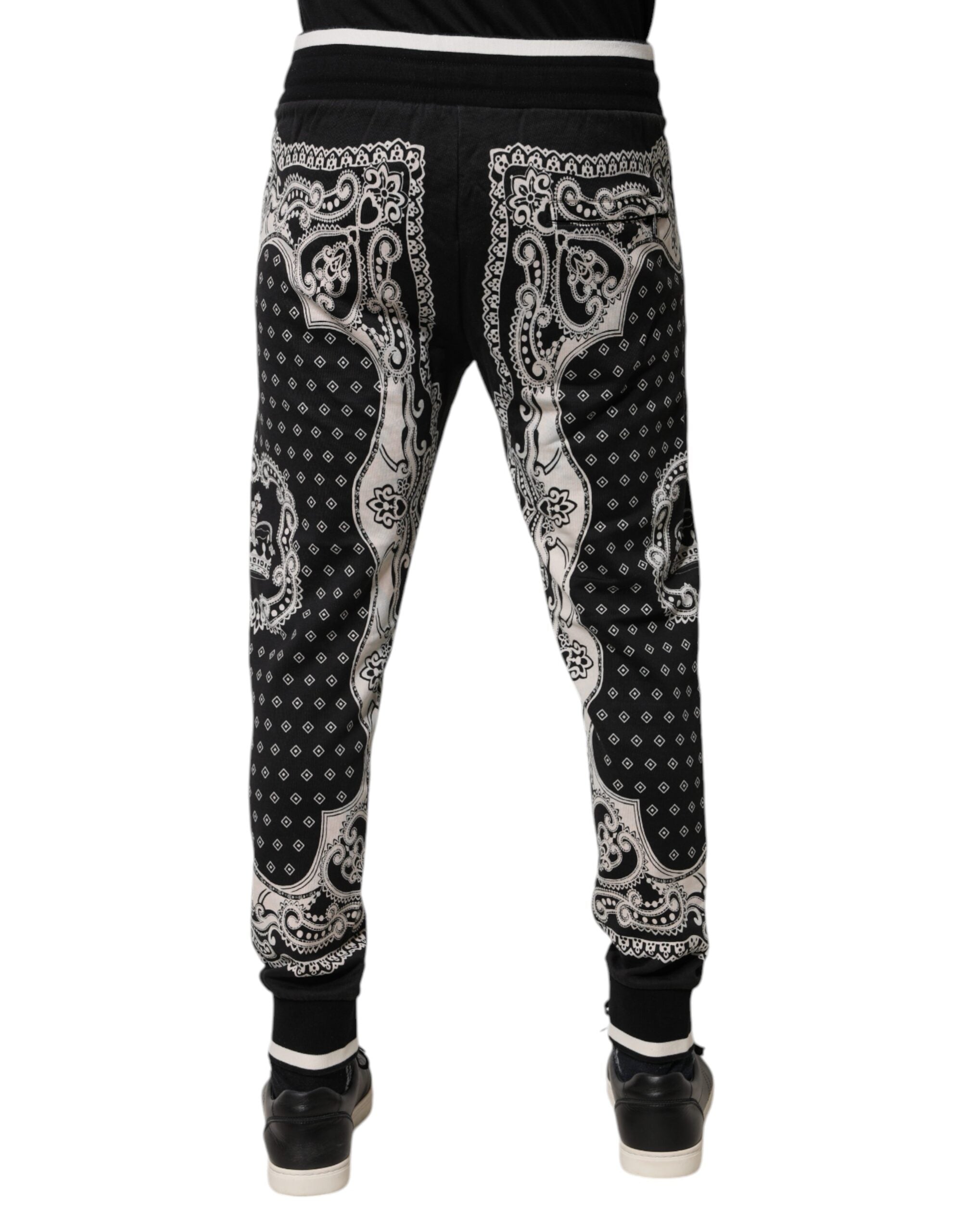 Dolce & Gabbana – Schwarze Jogginghose aus Baumwolle mit Bandana-Muster