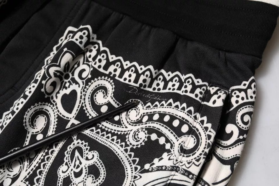 Dolce & Gabbana – Schwarze Jogginghose aus Baumwolle mit Bandana-Muster