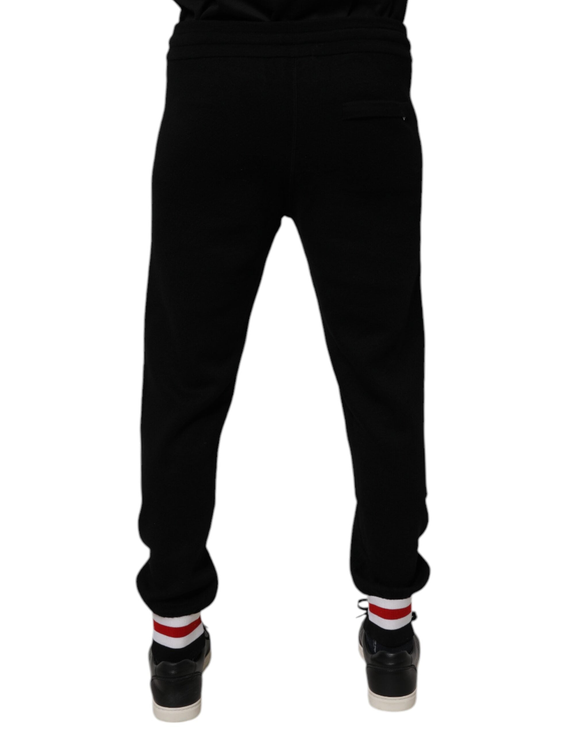 Dolce & Gabbana – Schwarze Jogginghose aus Wolle mit mittlerer Taille