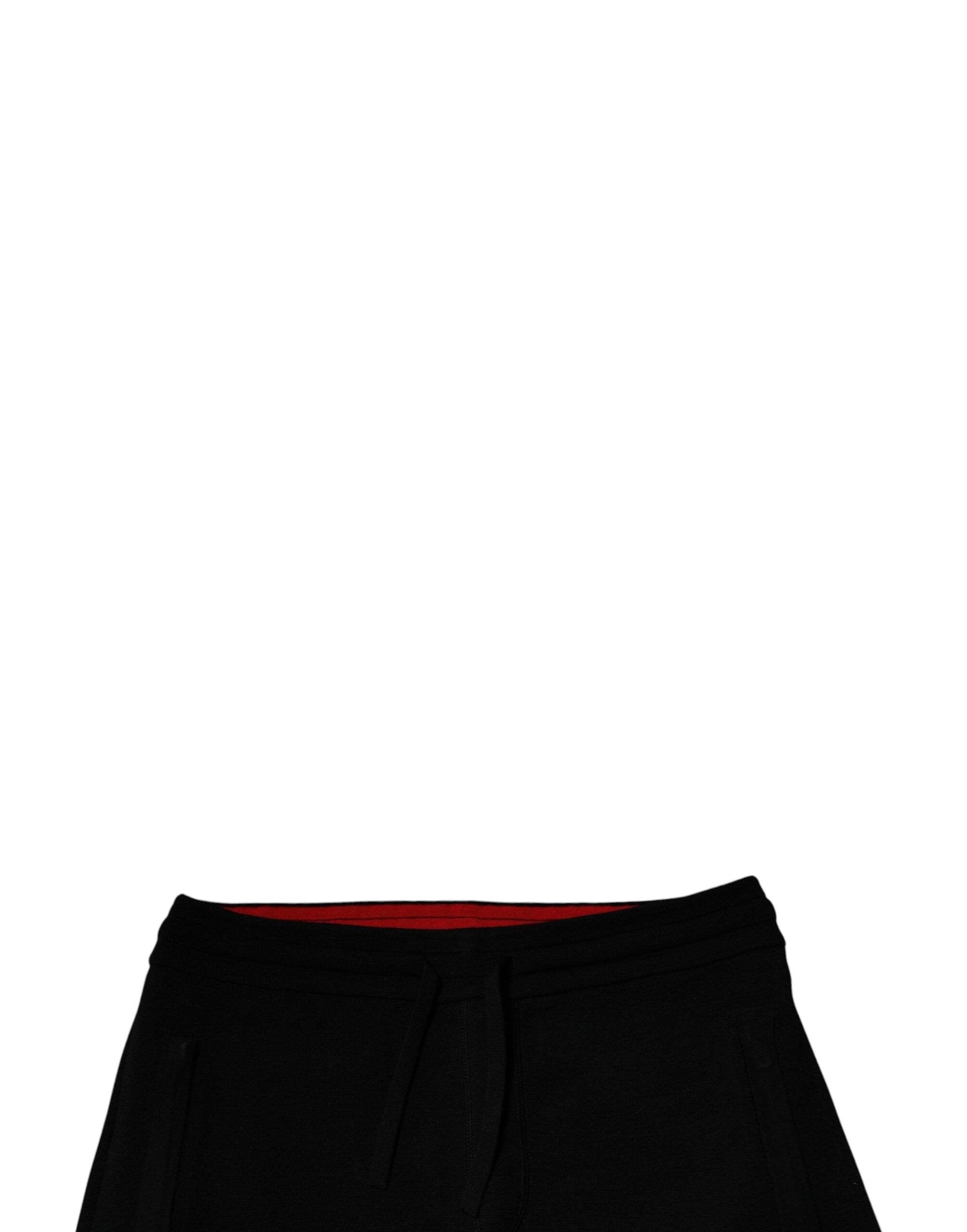 Dolce & Gabbana – Schwarze Jogginghose aus Wolle mit mittlerer Taille